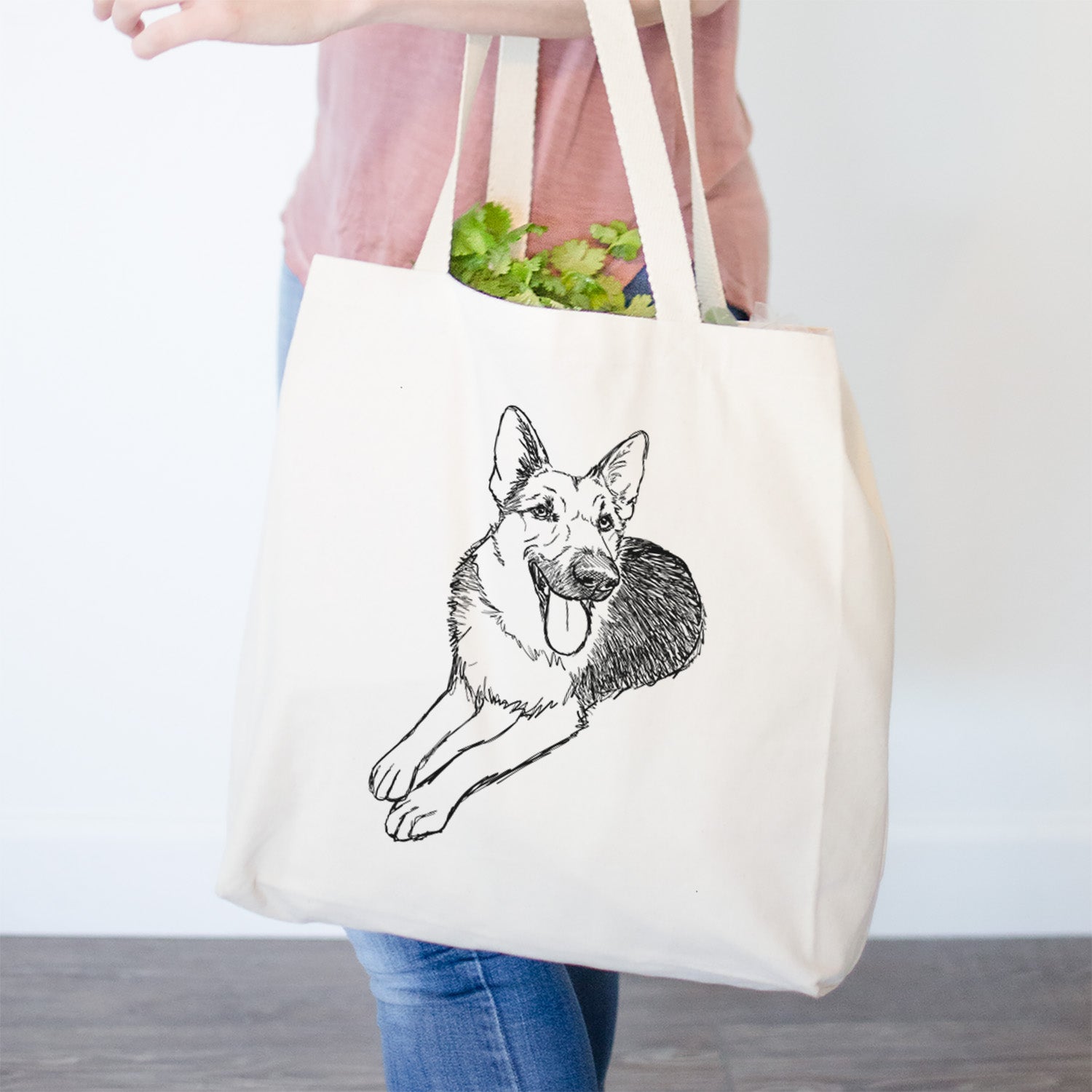 Doodled Ace the German Shepherd - Tote Bag