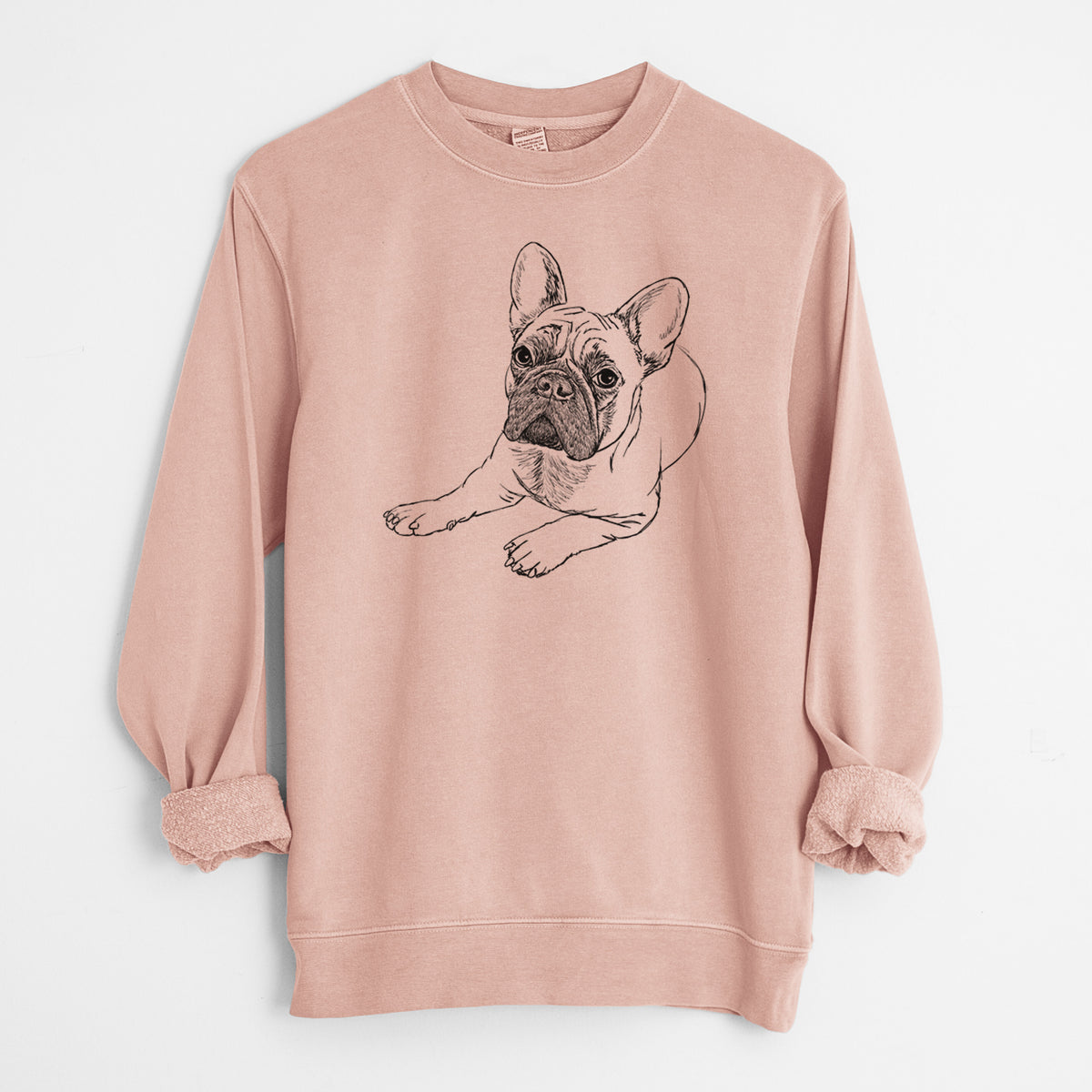 Doodled Alfredo the French Bulldog - Unisex Pigment Dyed Crew Sweatshirt