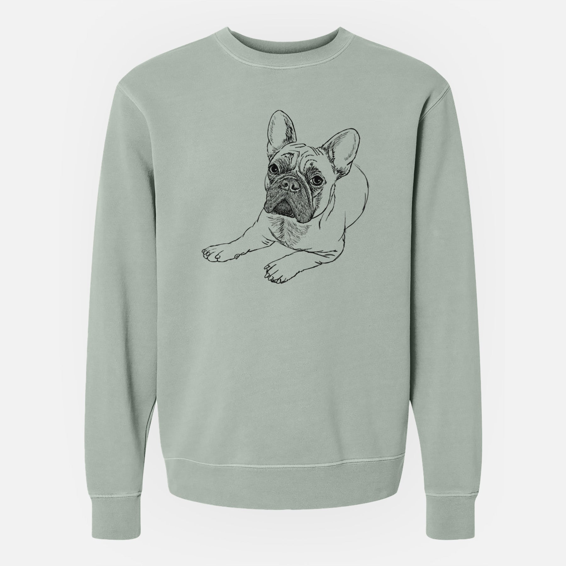 Doodled Alfredo the French Bulldog - Unisex Pigment Dyed Crew Sweatshirt