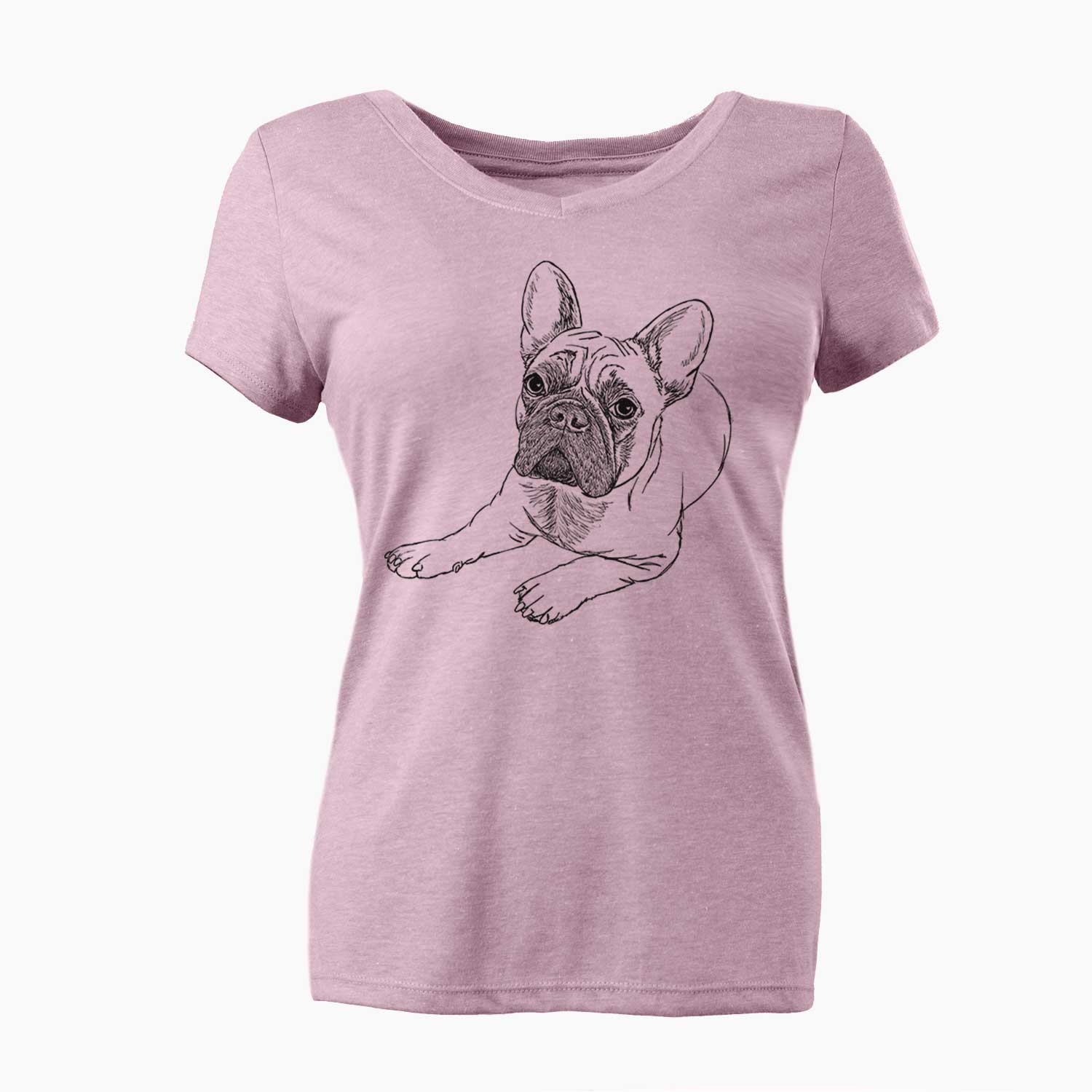 Doodled Alfredo the French Bulldog - Women's V-neck Shirt