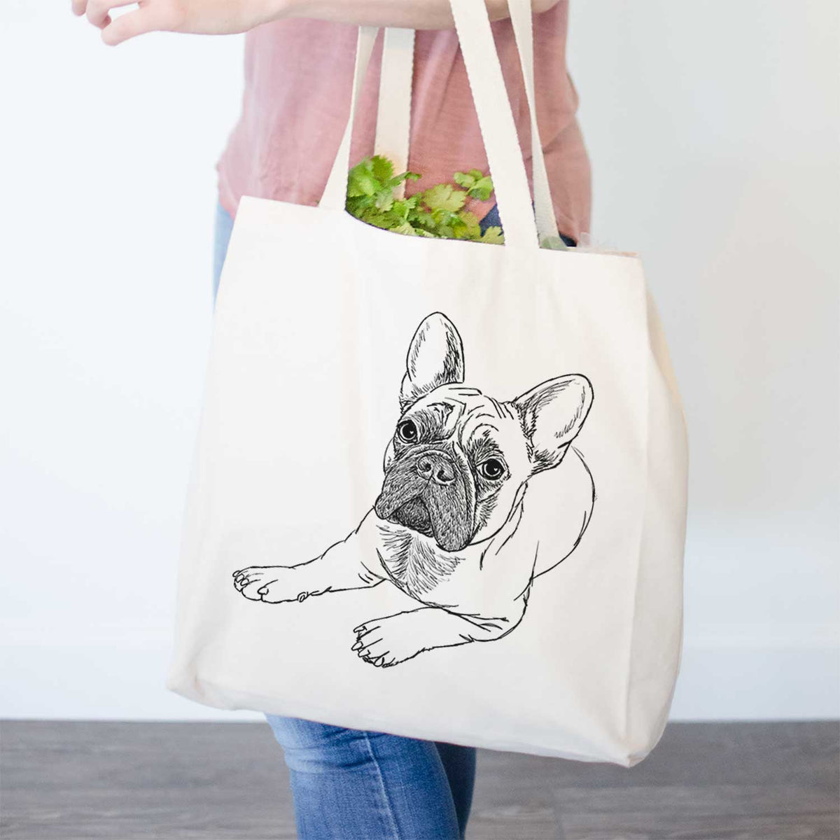 Doodled Alfredo the French Bulldog - Tote Bag