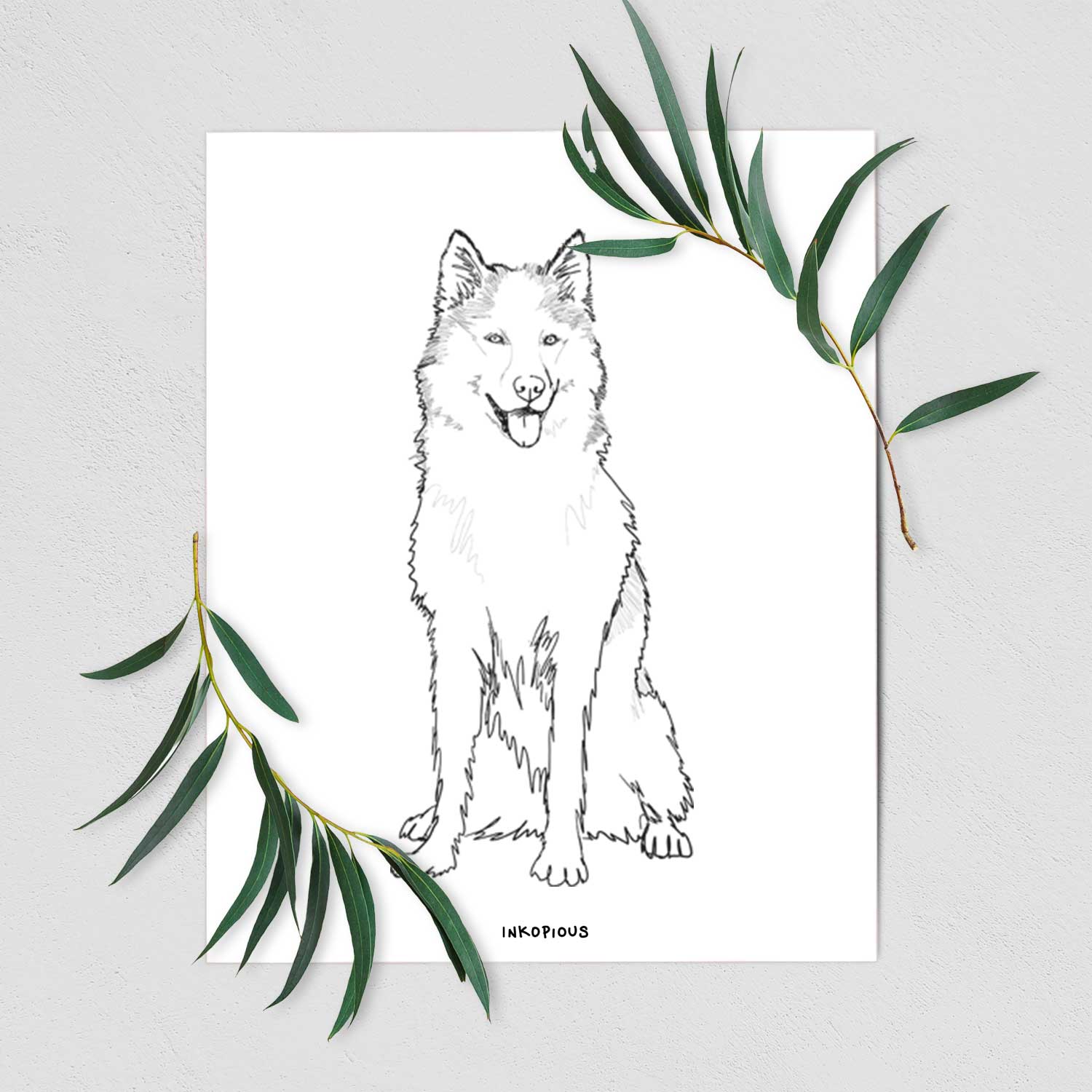 Doodled Allie the Siberian Husky Art Print