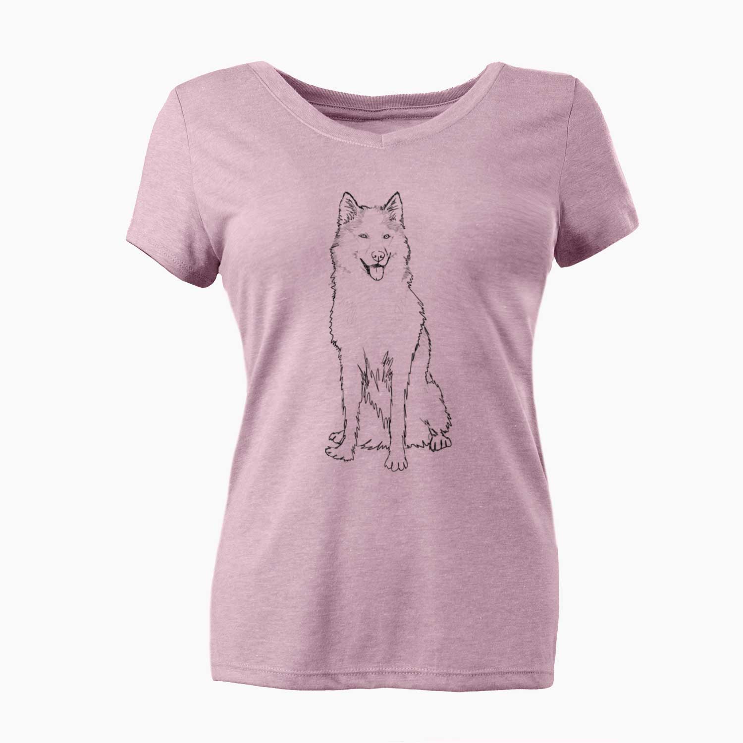 Doodled Allie the Siberian Husky - Women's V-neck Shirt