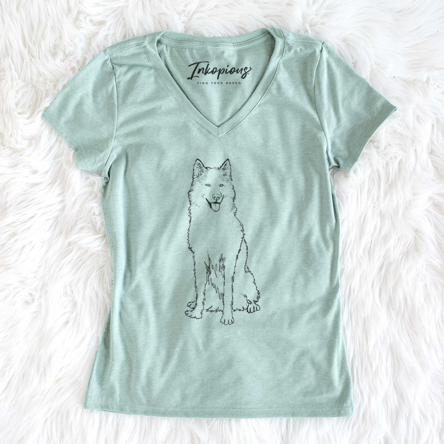 Doodled Allie the Siberian Husky - Women's V-neck Shirt