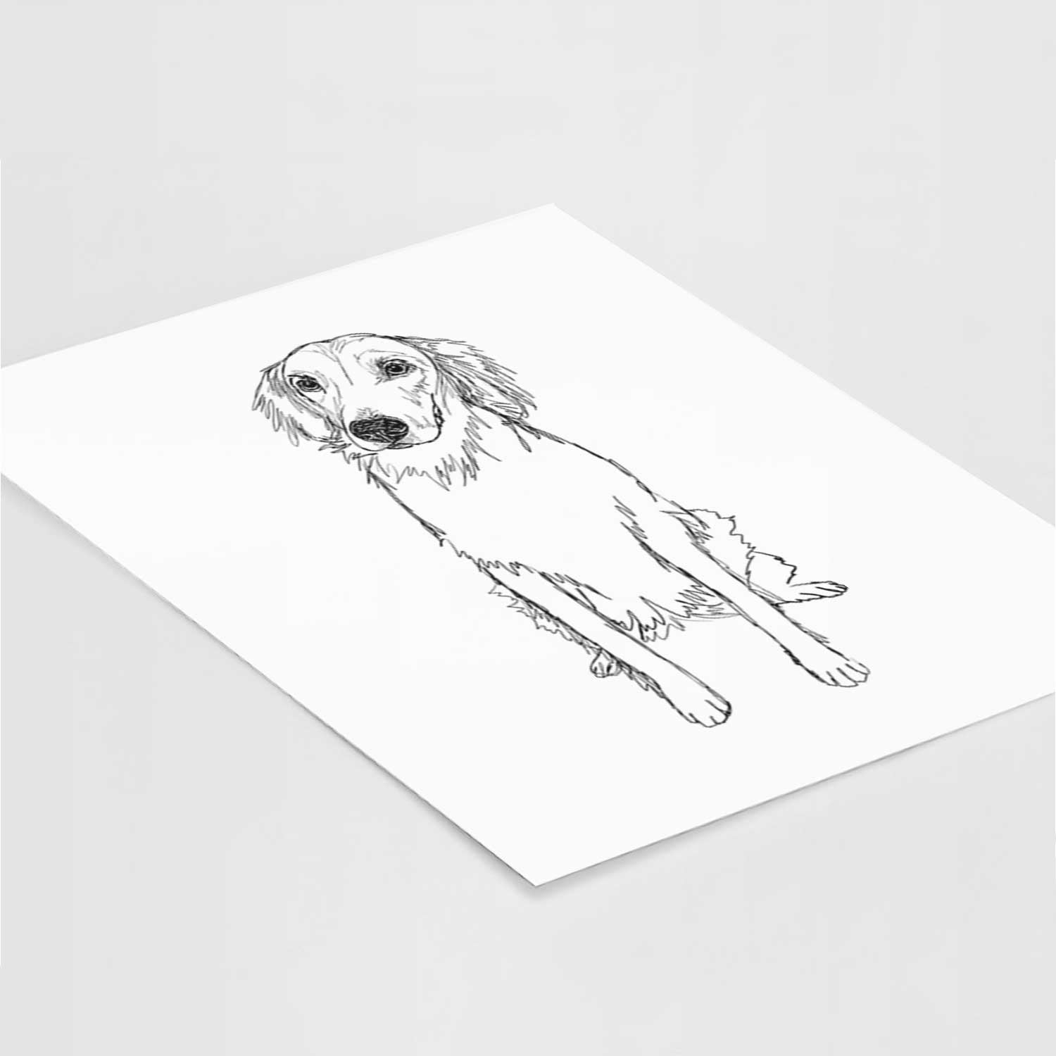 Doodled Amelia the Golden Retriever Art Print