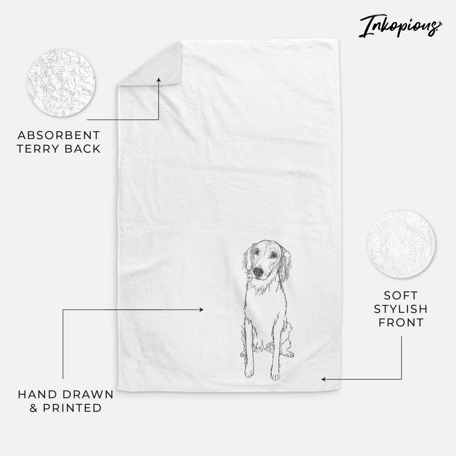 Doodled Amelia the Golden Retriever Decorative Hand Towel