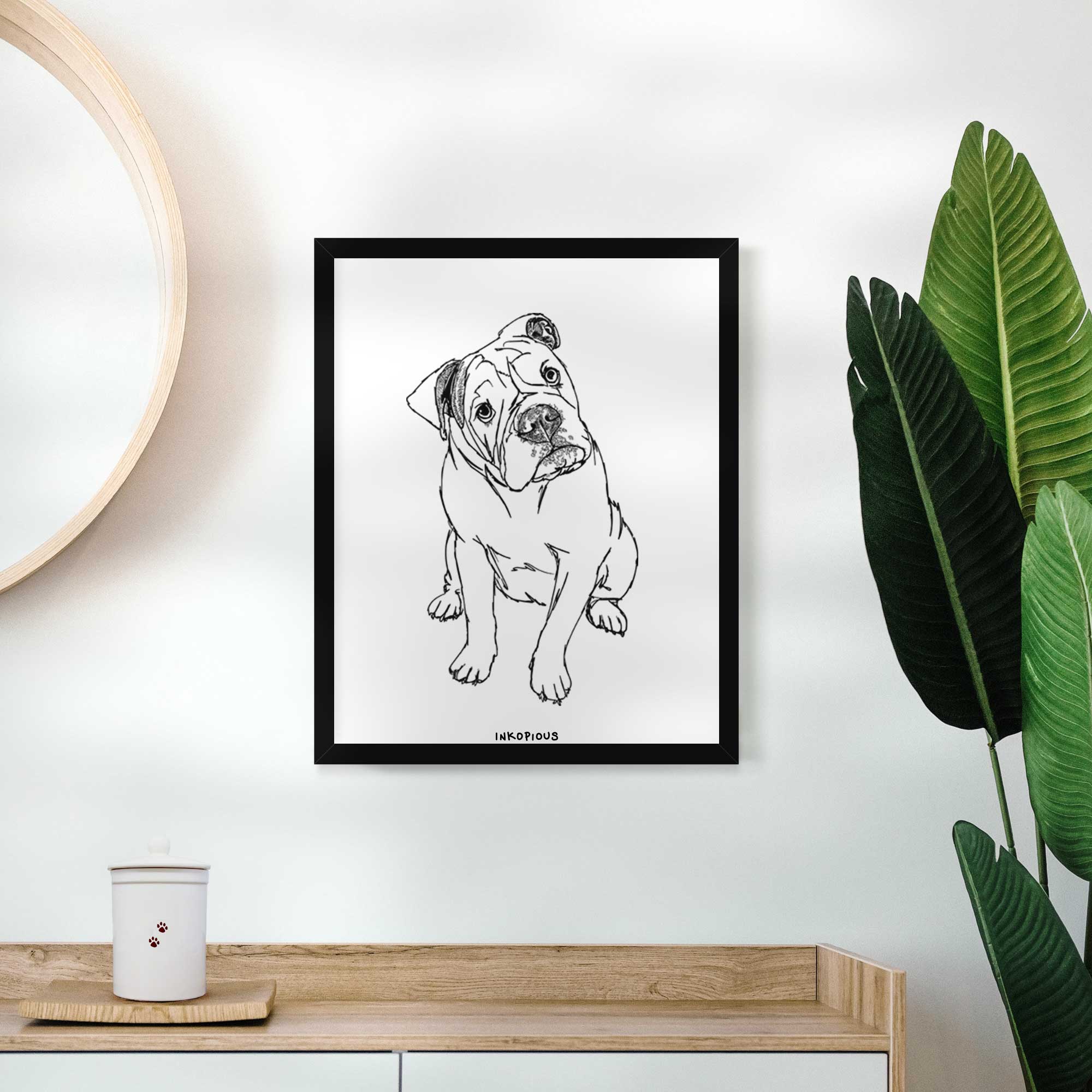 Doodled Archie the Olde English Bulldog Art Print