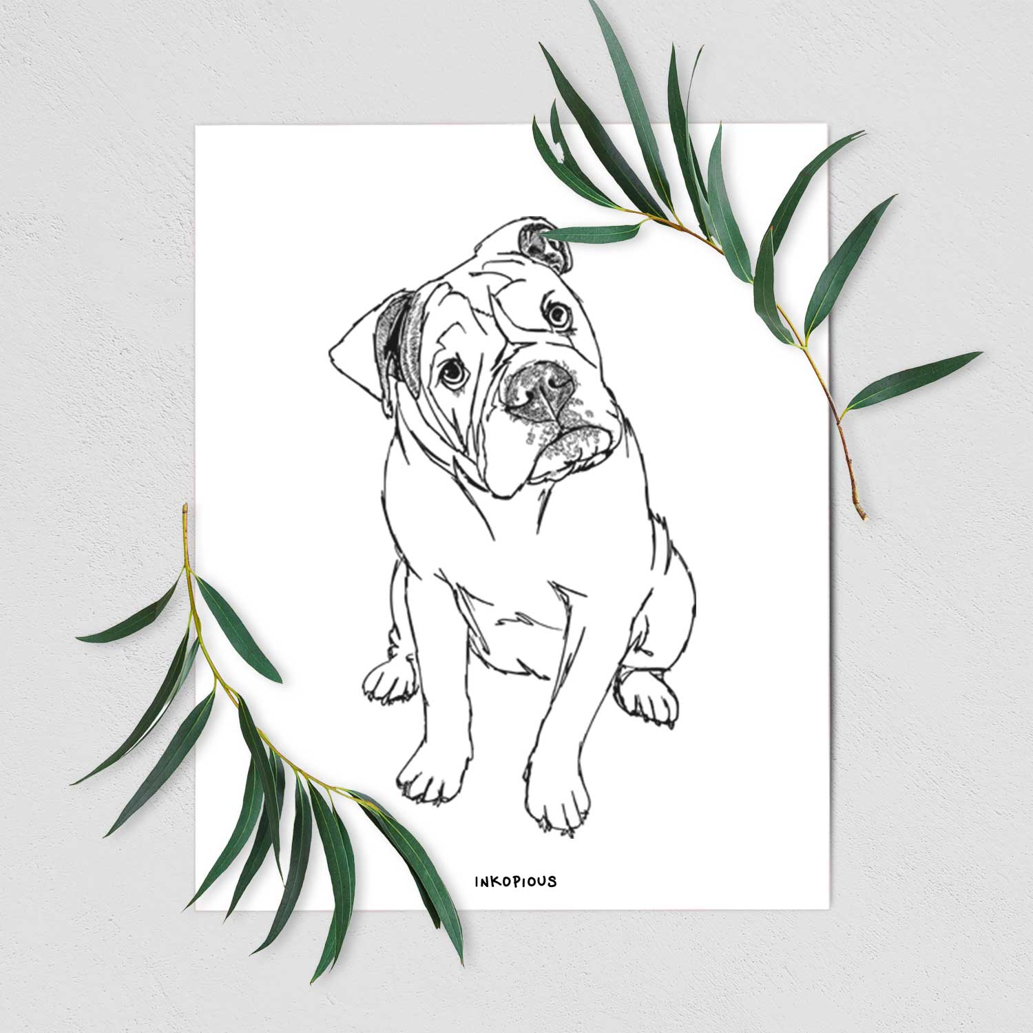 Doodled Archie the Olde English Bulldog Art Print