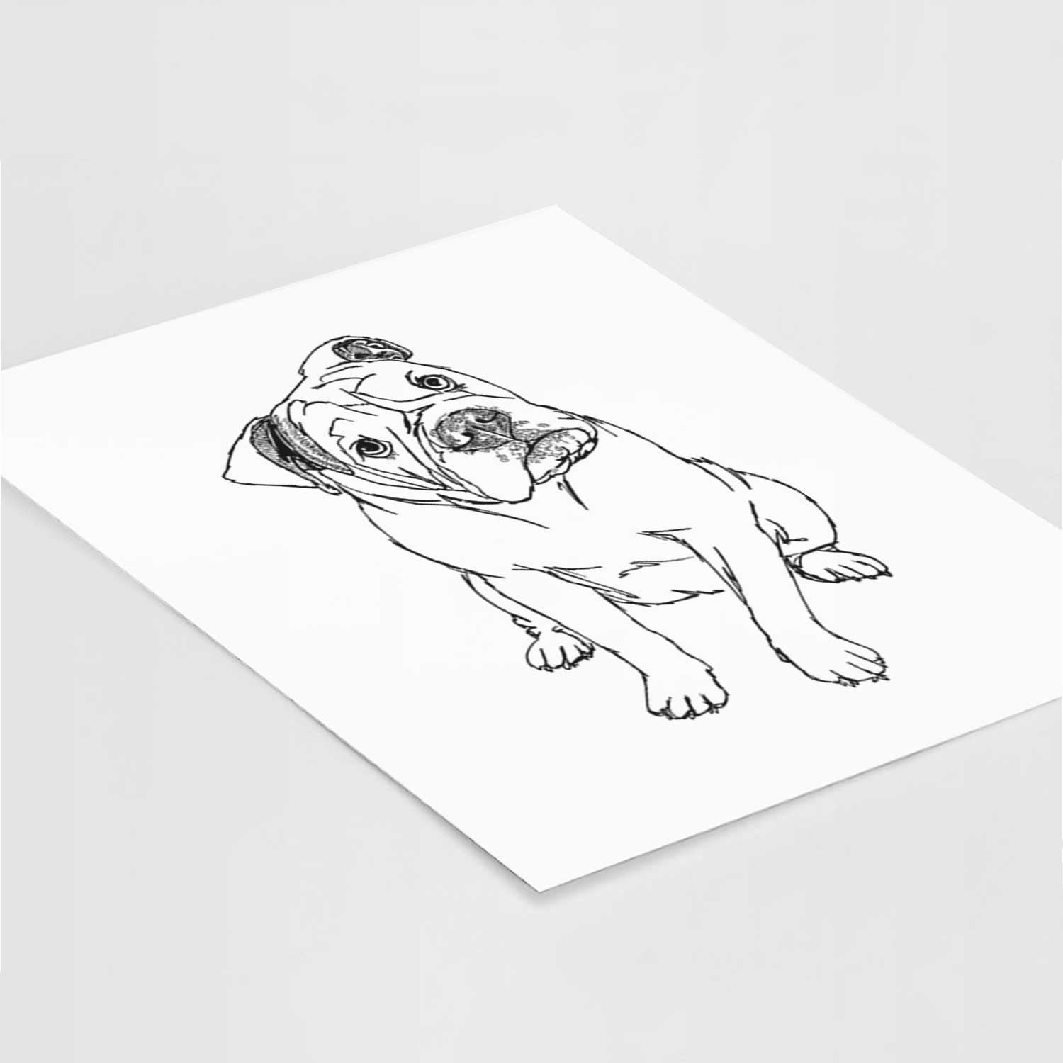 Doodled Archie the Olde English Bulldog Art Print