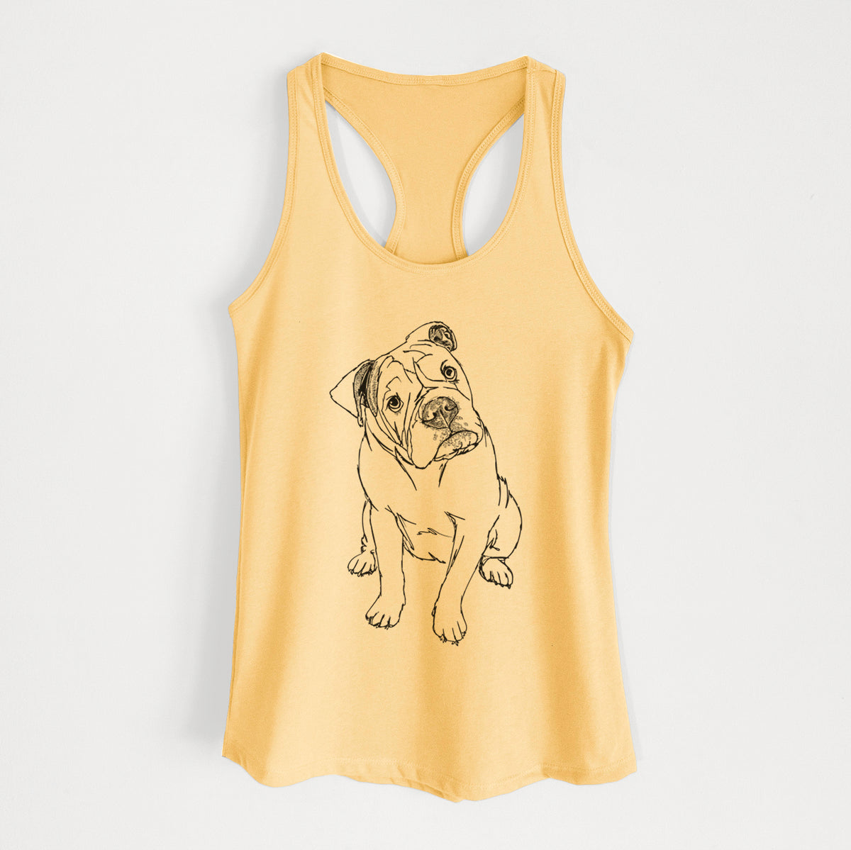 Doodled Archie the Olde English Bulldog - Women's Racerback Tanktop