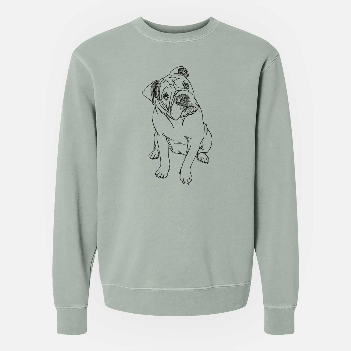 Doodled Archie the Olde English Bulldog - Unisex Pigment Dyed Crew Sweatshirt
