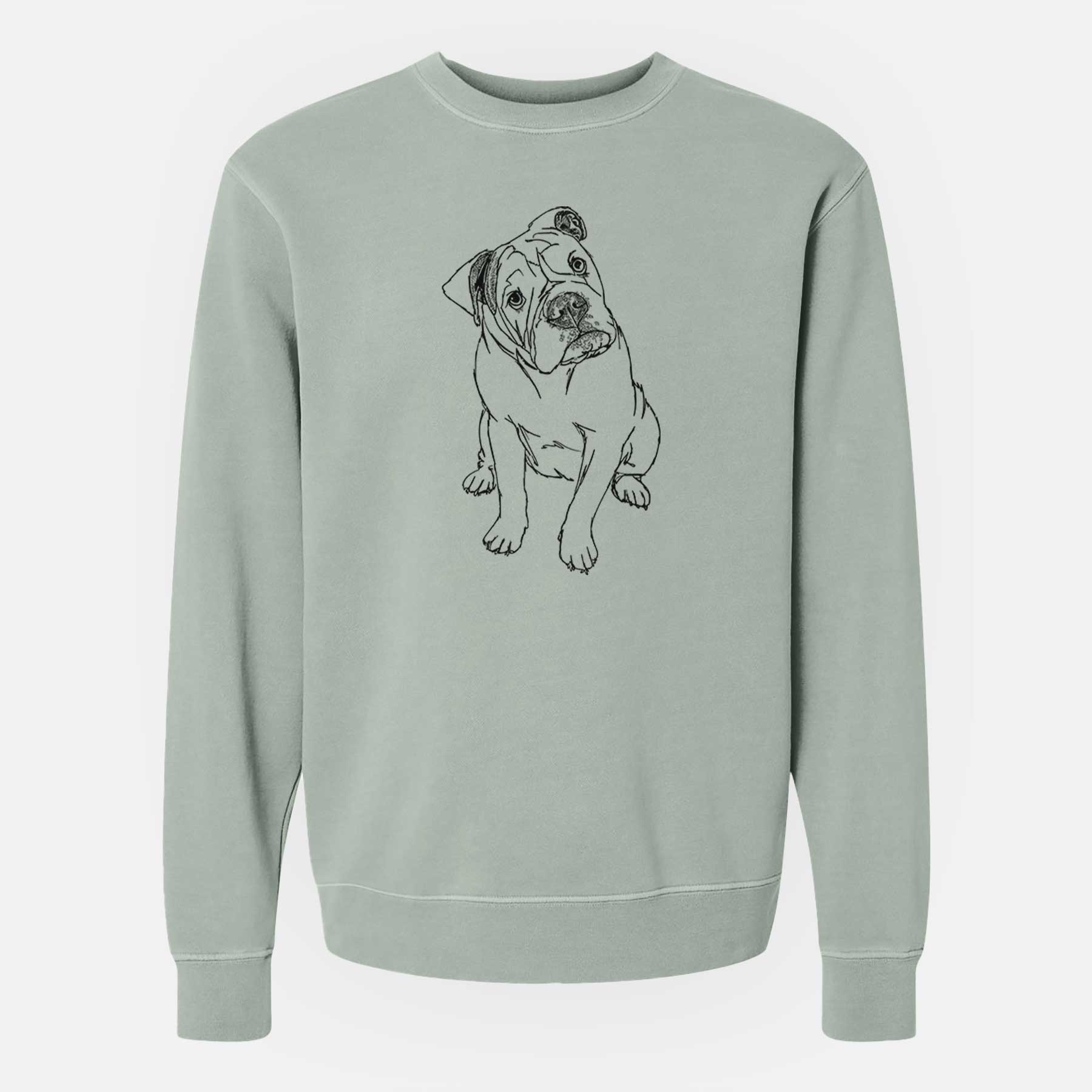 Doodled Archie the Olde English Bulldog - Unisex Pigment Dyed Crew Sweatshirt