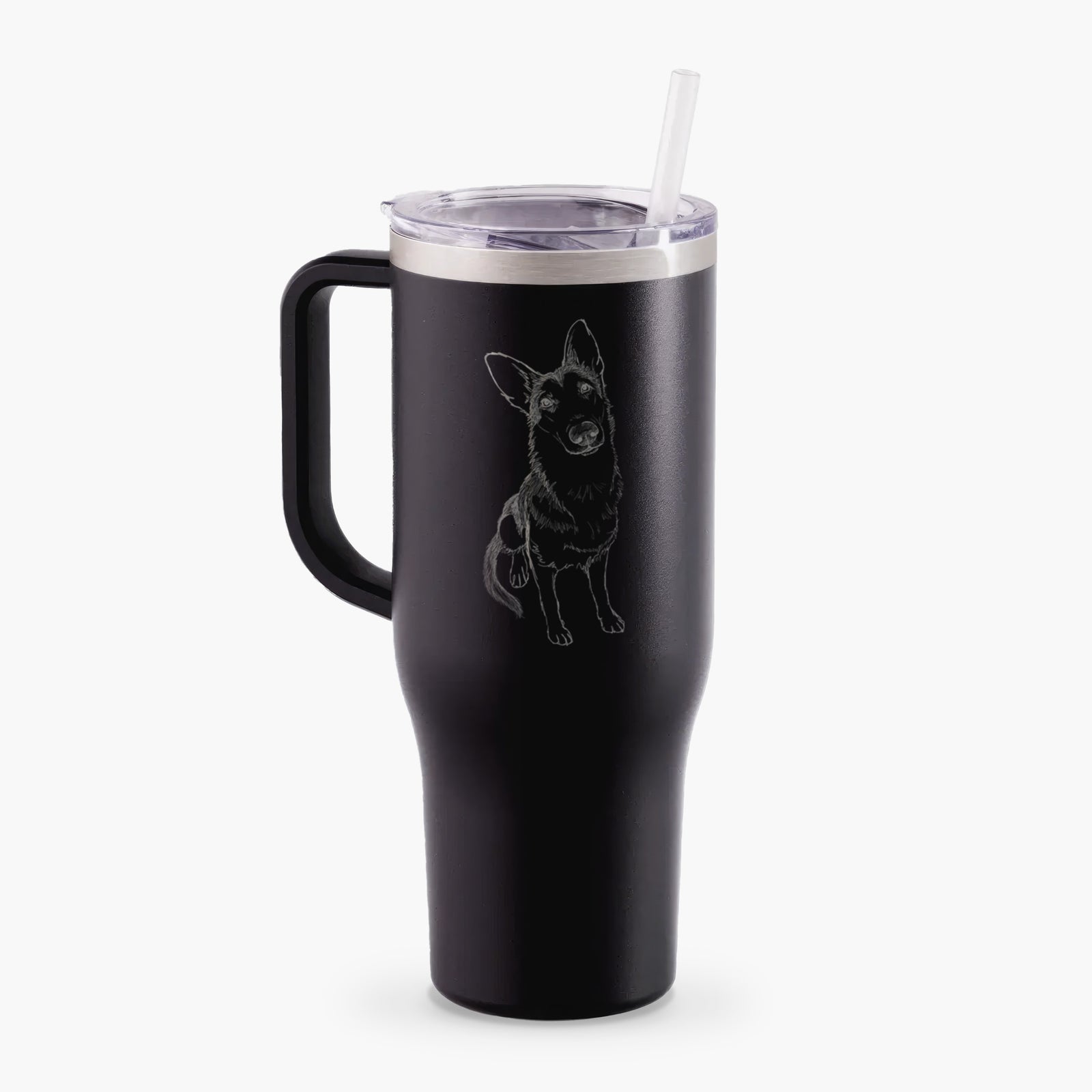 Doodled Archie the German Shepherd - 40oz Tumbler with Handle