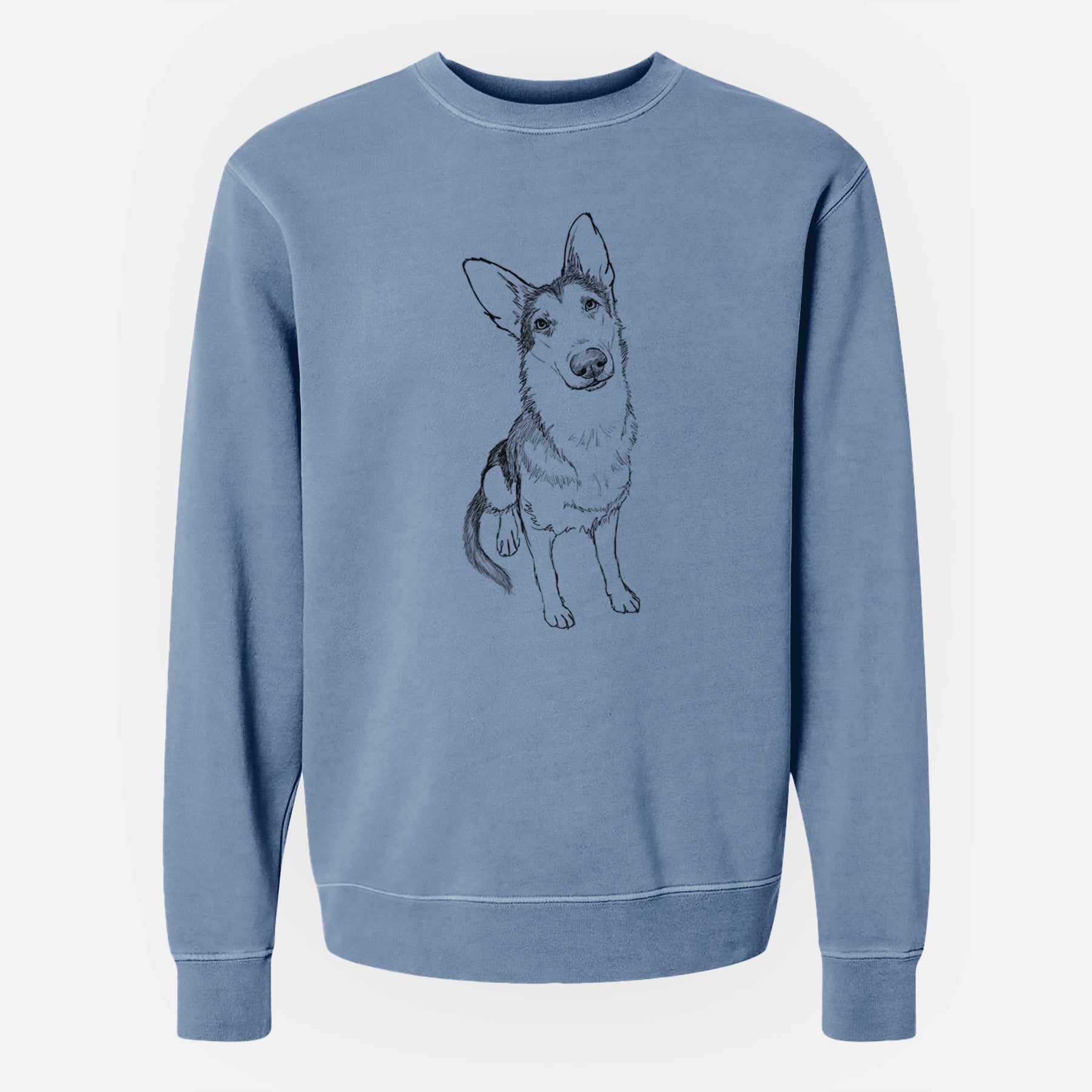 Doodled Archie the German Shepherd - Unisex Pigment Dyed Crew Sweatshirt