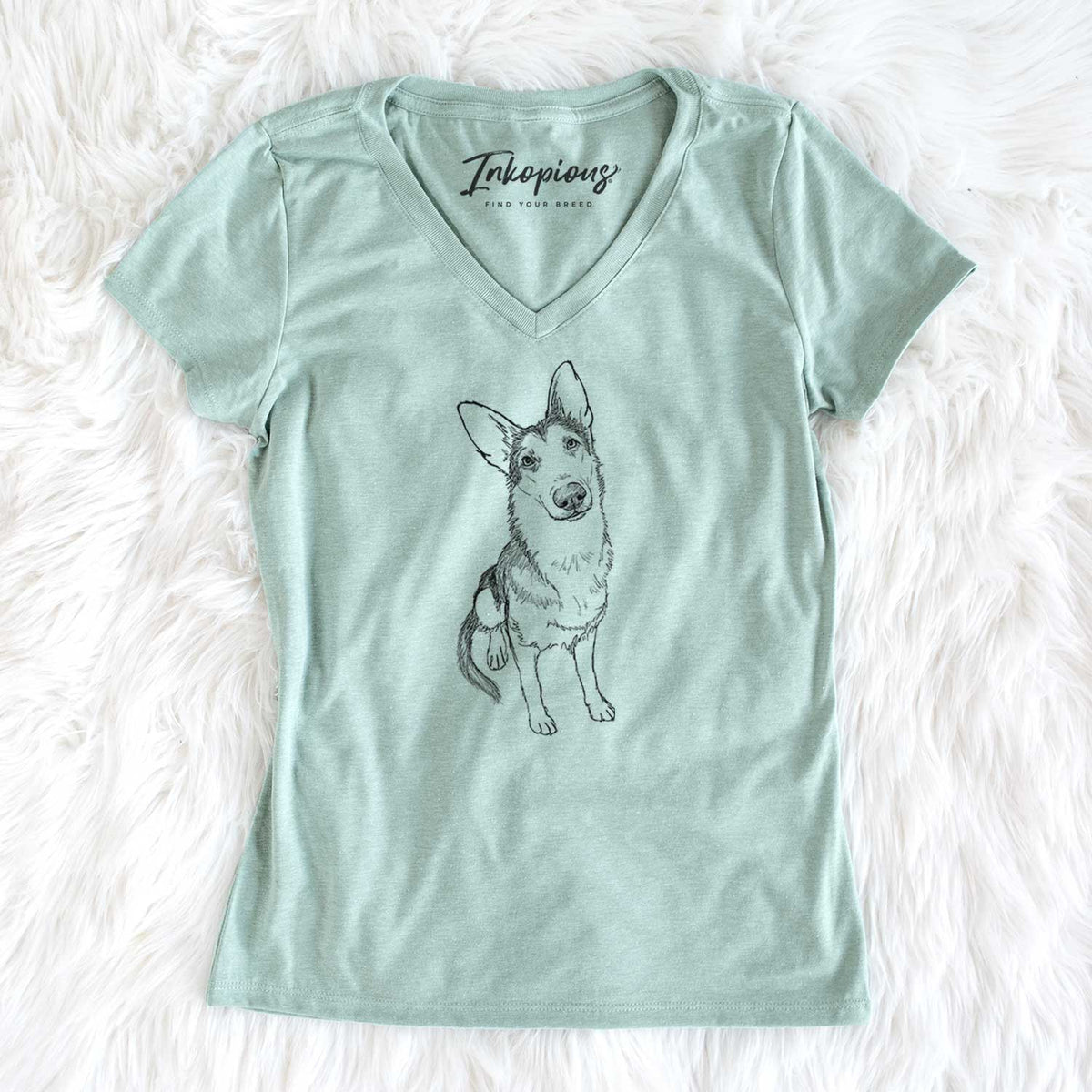 Doodled Archie the German Shepherd - Women&#39;s V-neck Shirt