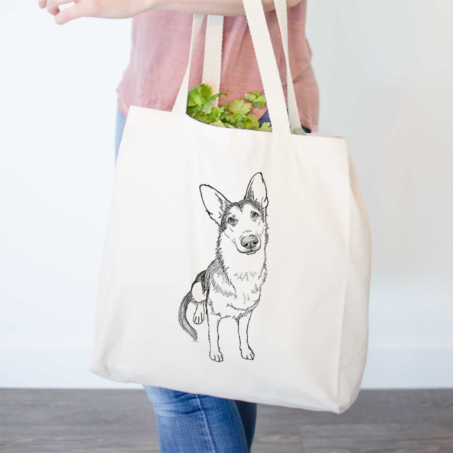 Doodled Archie the German Shepherd - Tote Bag