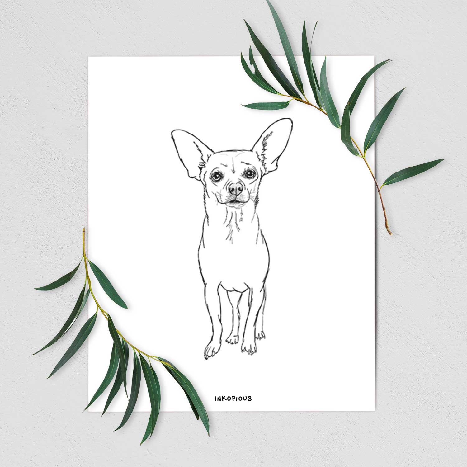 Doodled Athena the Chihuahua Art Print