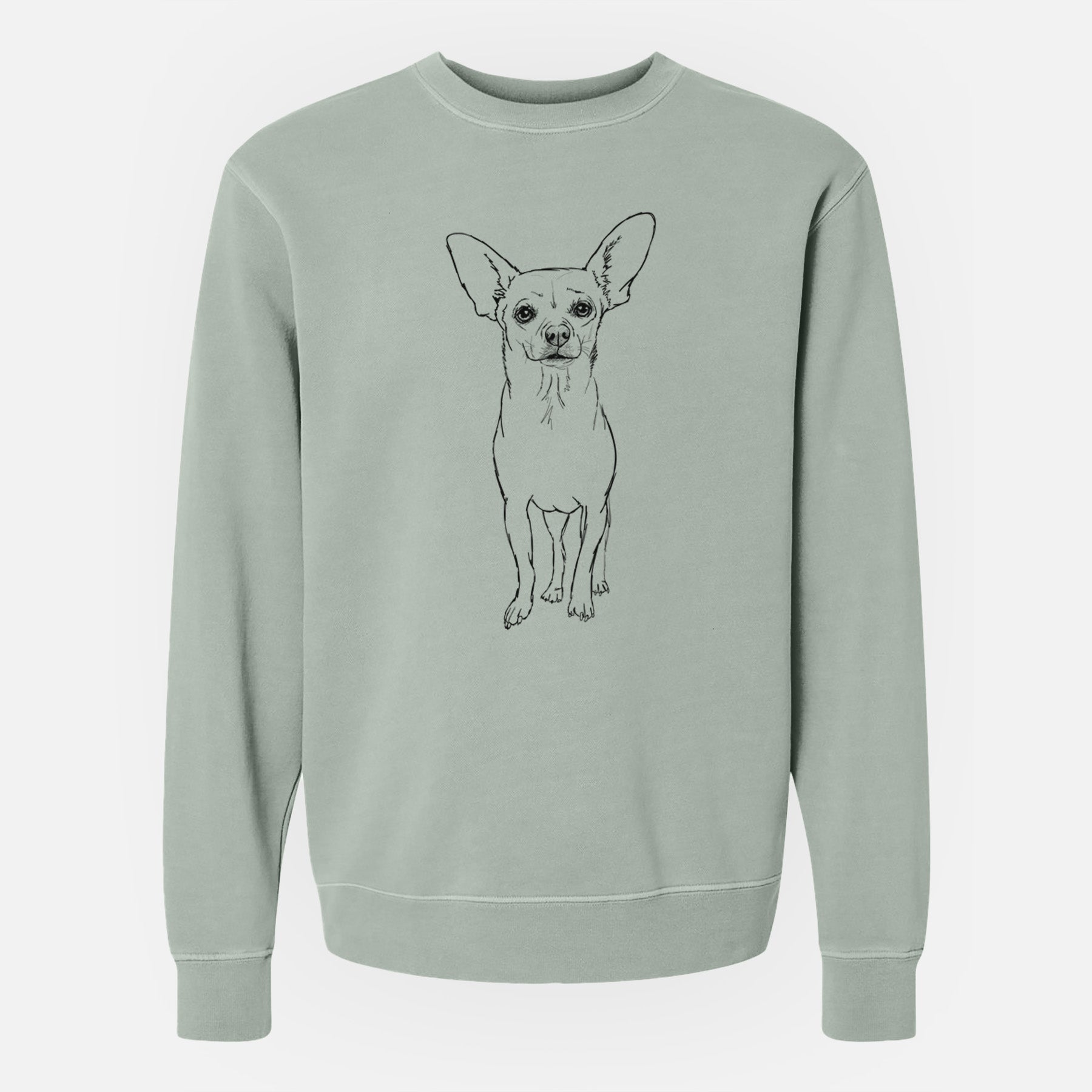 Doodled Athena the Chihuahua - Unisex Pigment Dyed Crew Sweatshirt