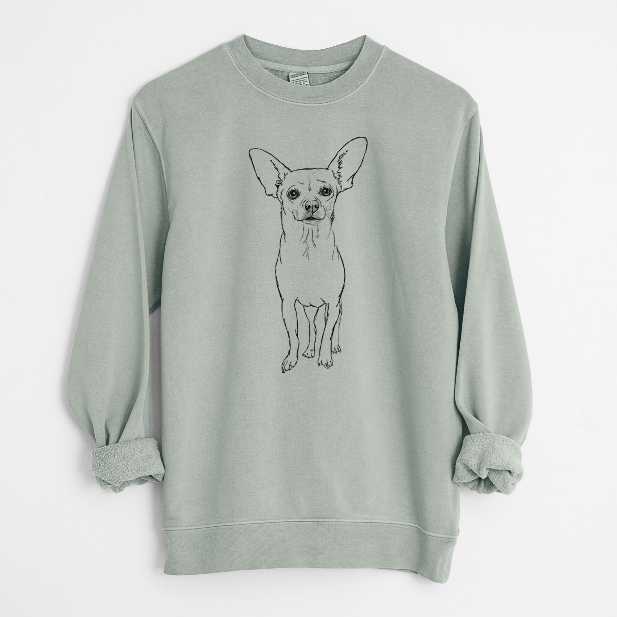 Doodled Athena the Chihuahua - Unisex Pigment Dyed Crew Sweatshirt