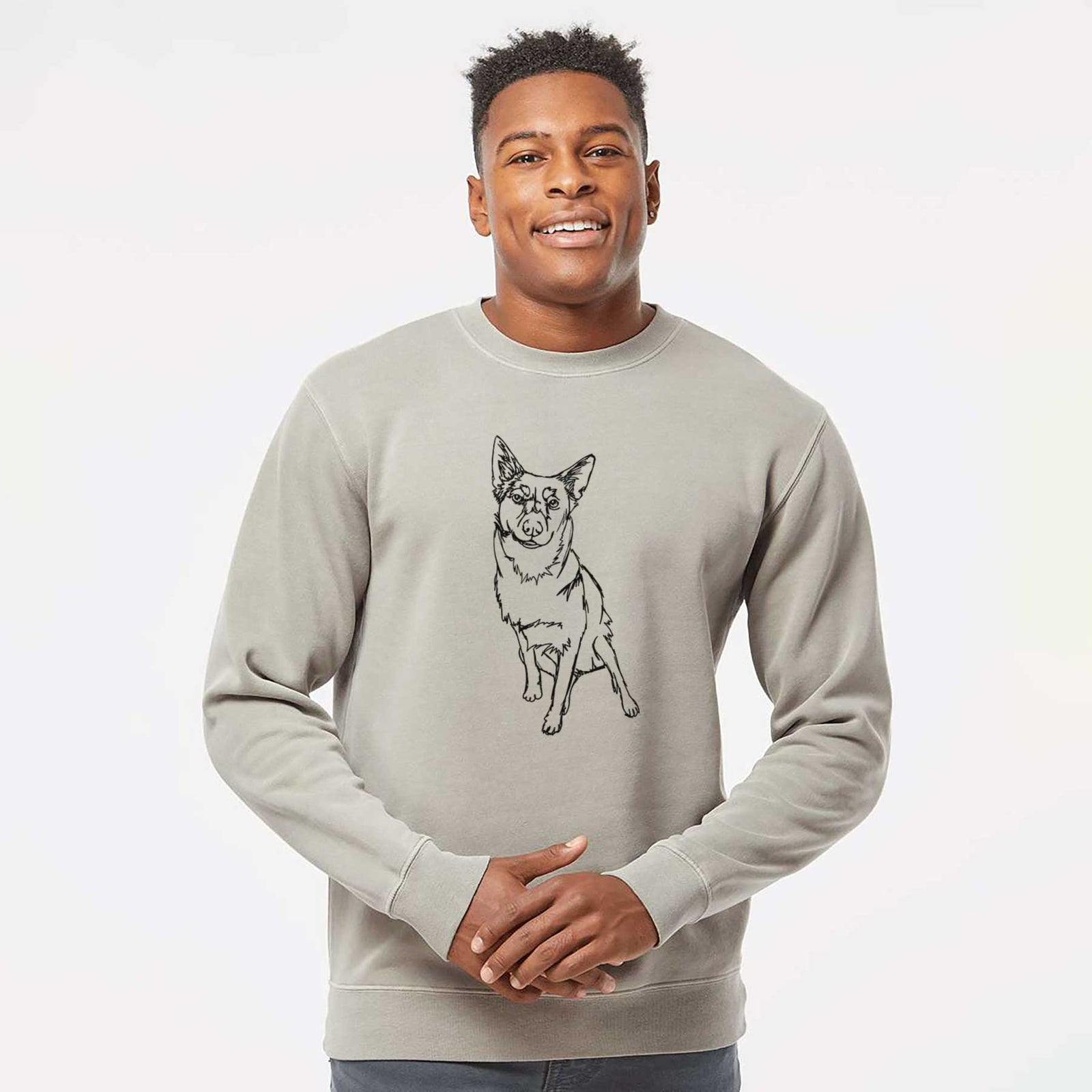 Doodled Australian Cattle Dog the  - Unisex Pigment Dyed Crew Sweatshirt