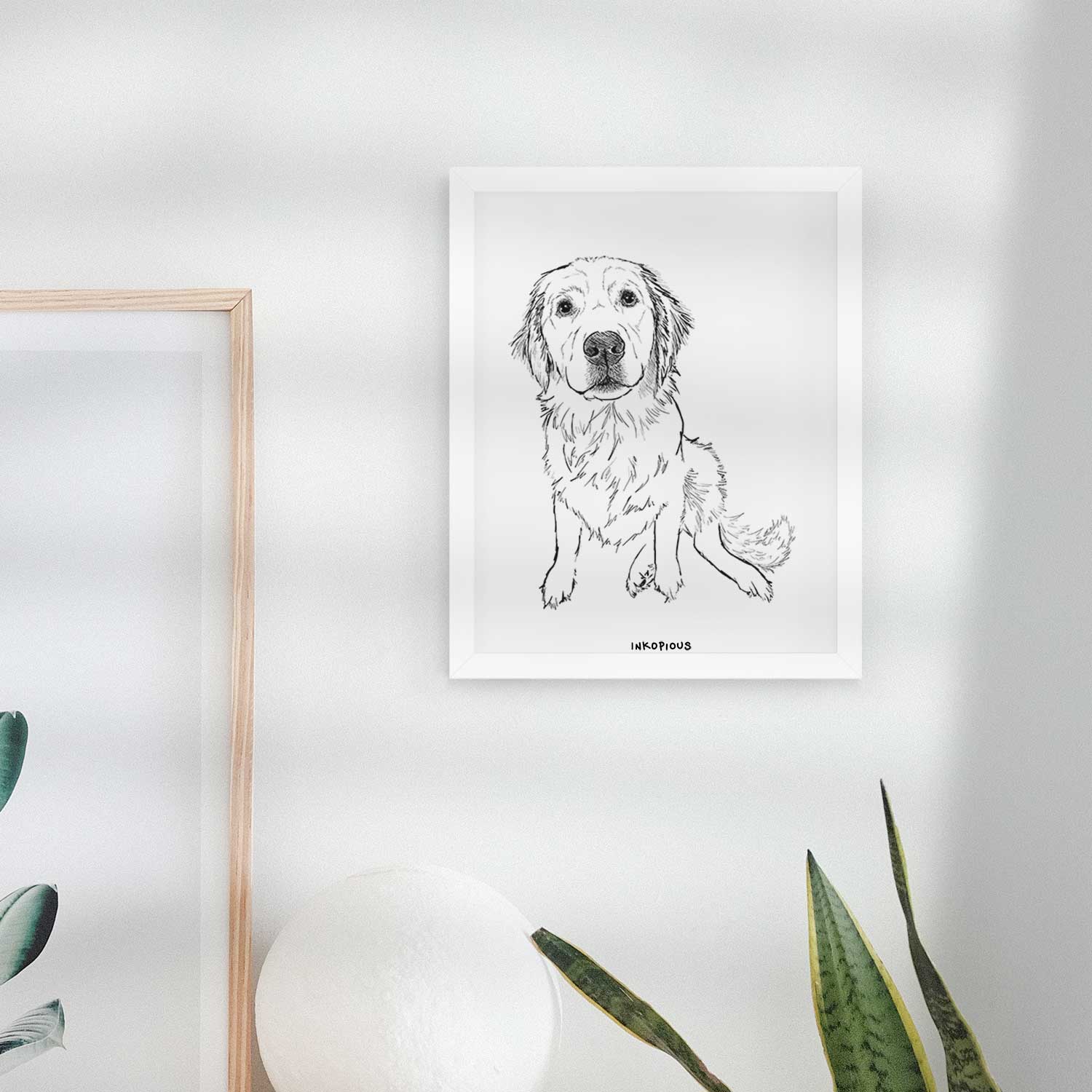 Doodled Autumn the Golden Retriever Puppy Art Print