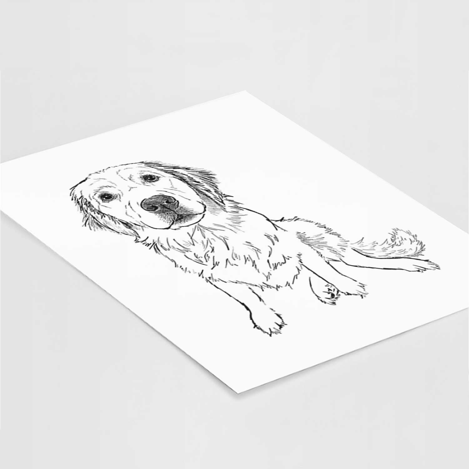 Doodled Autumn the Golden Retriever Puppy Art Print