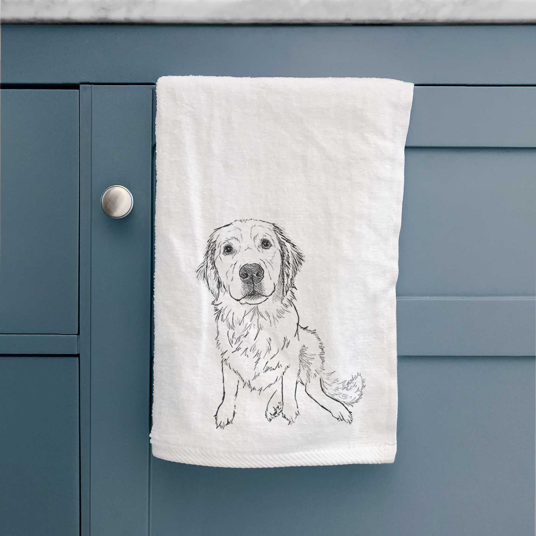 Doodled Autumn the Golden Retriever Puppy Decorative Hand Towel