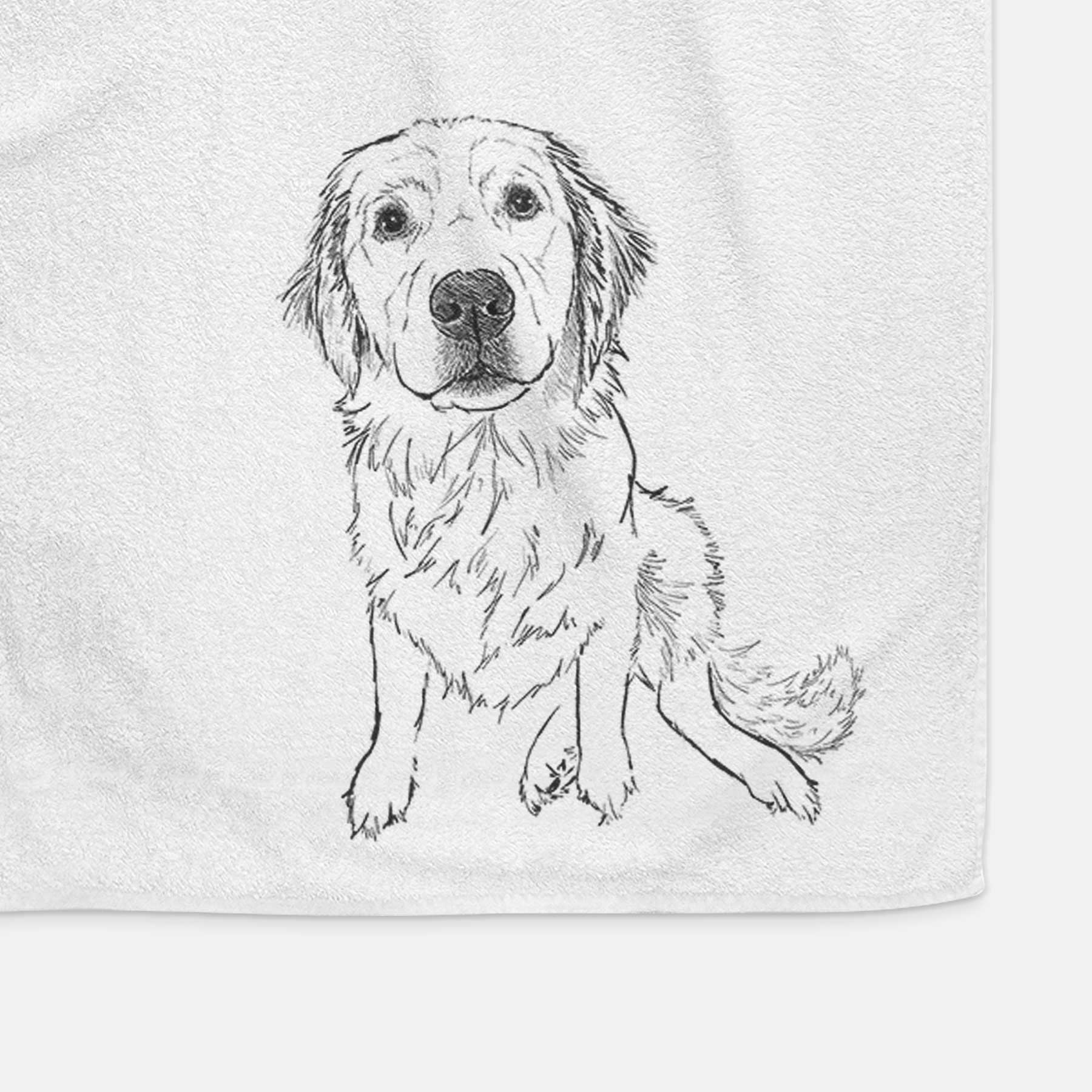 Doodled Autumn the Golden Retriever Puppy Decorative Hand Towel