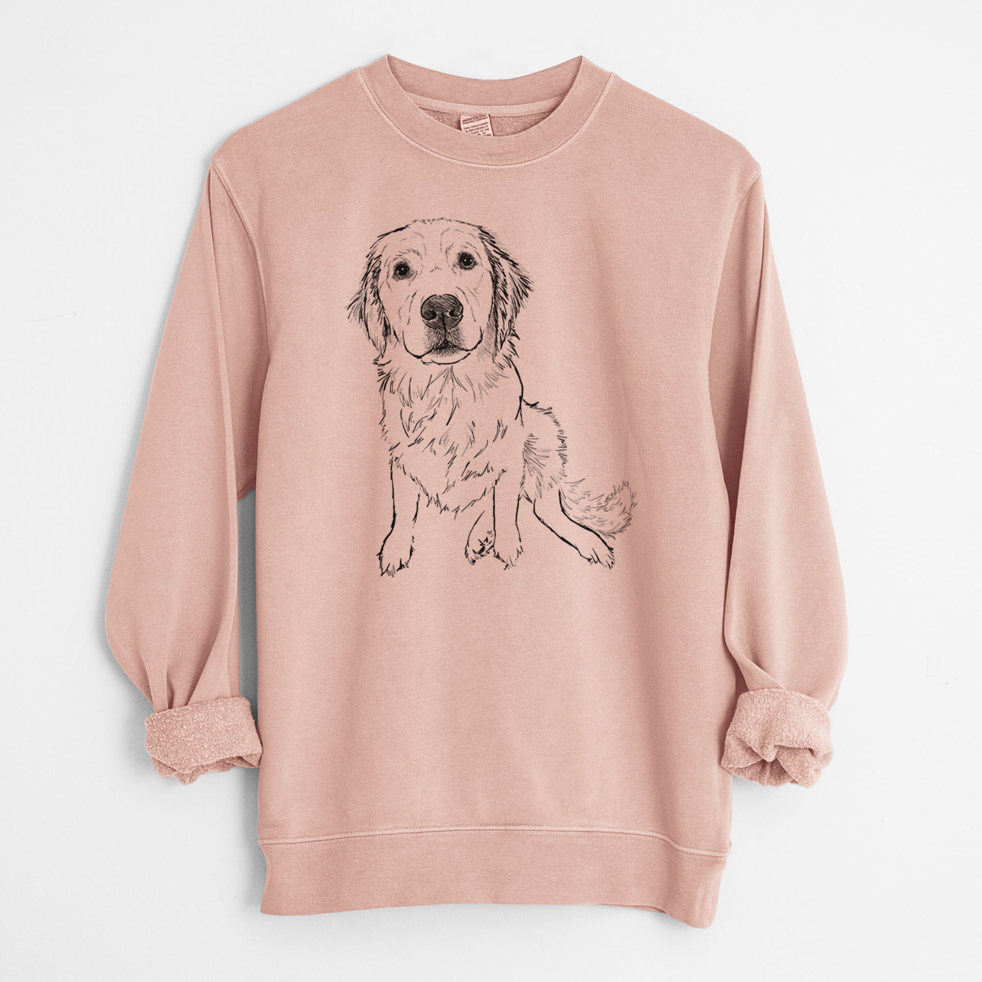 Doodled Autumn the Golden Retriever Puppy - Unisex Pigment Dyed Crew Sweatshirt