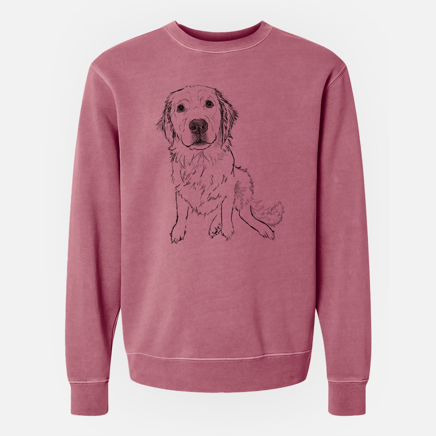 Doodled Autumn the Golden Retriever Puppy - Unisex Pigment Dyed Crew Sweatshirt