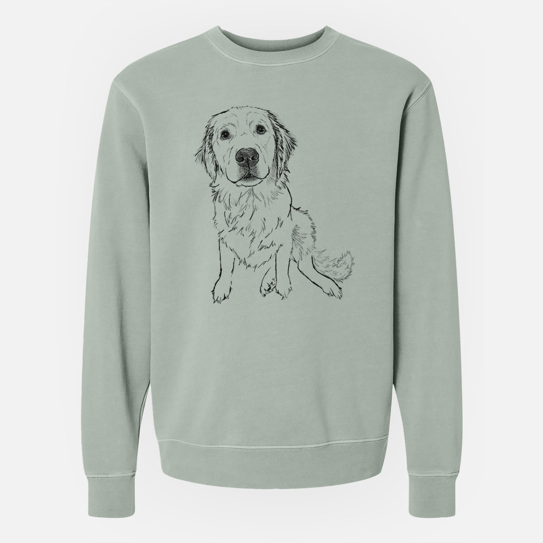 Doodled Autumn the Golden Retriever Puppy - Unisex Pigment Dyed Crew Sweatshirt