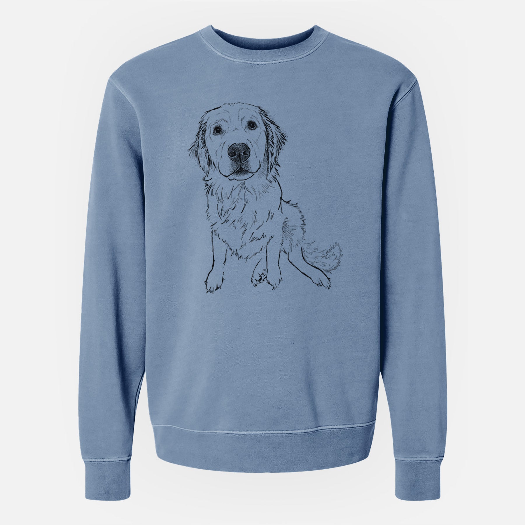 Doodled Autumn the Golden Retriever Puppy - Unisex Pigment Dyed Crew Sweatshirt