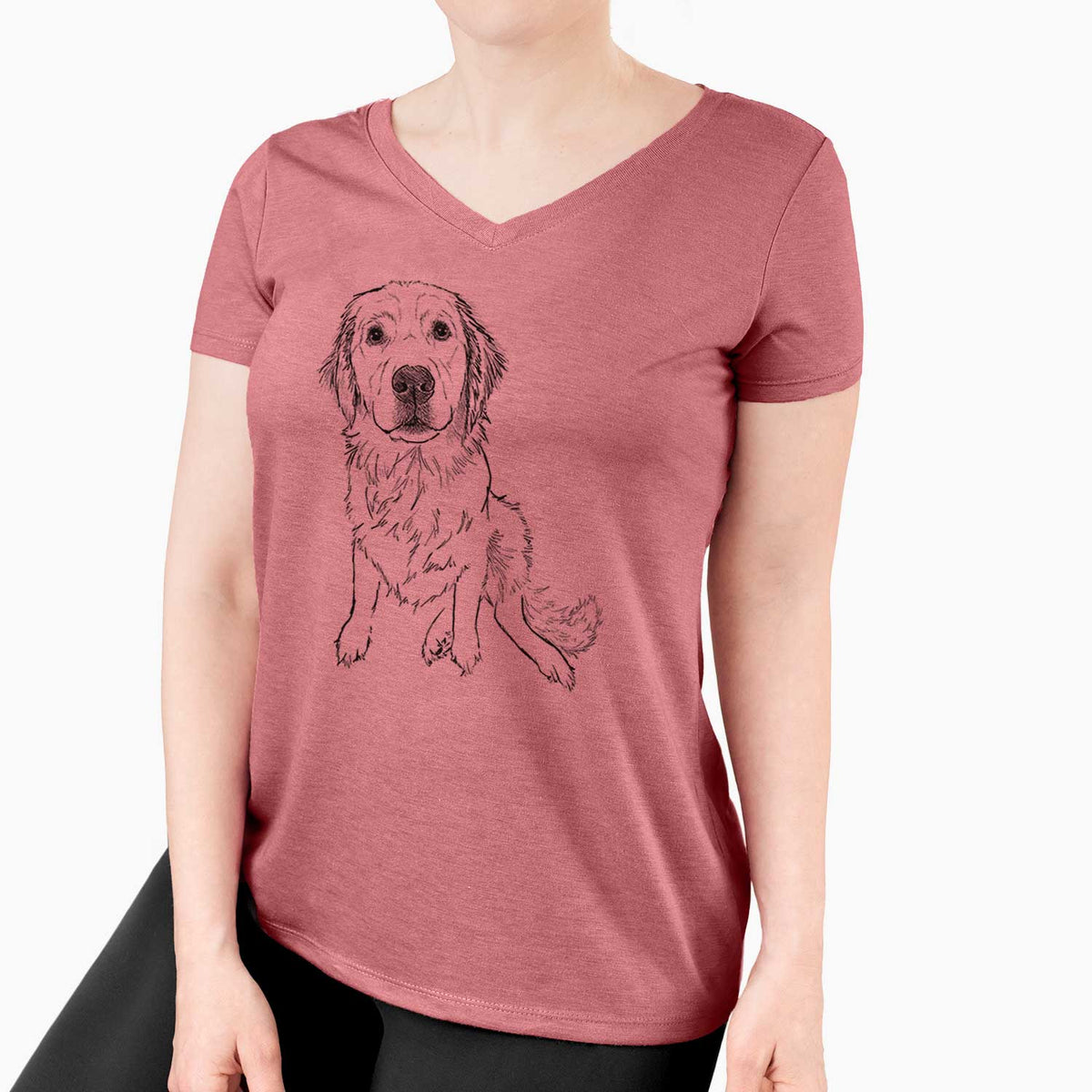 Doodled Autumn the Golden Retriever Puppy - Women's V-neck Shirt
