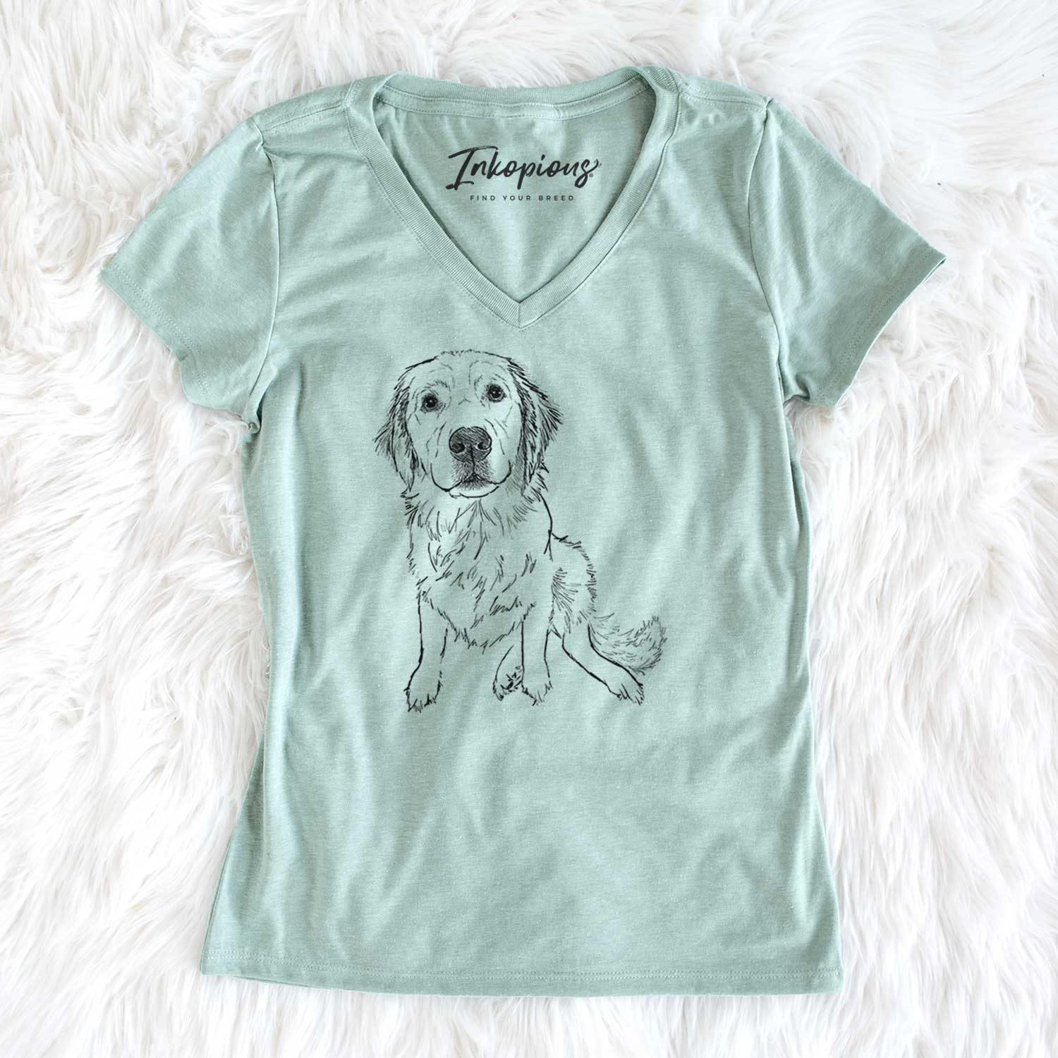 Doodled Autumn the Golden Retriever Puppy - Women's V-neck Shirt