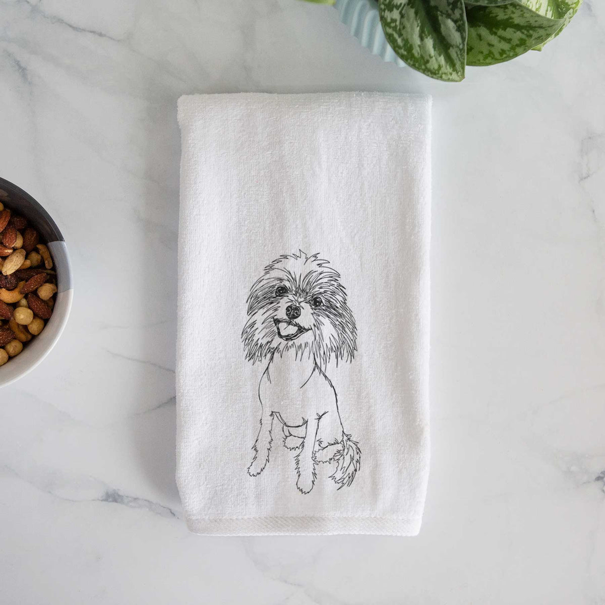 Doodled Ava the Chinese Crested Decorative Hand Towel