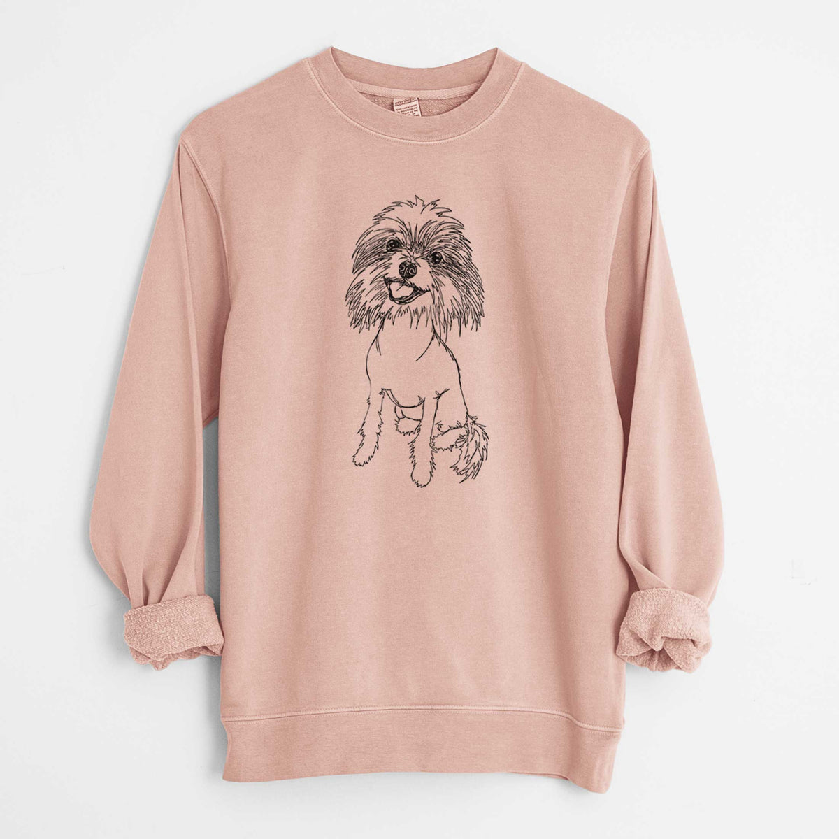 Doodled Ava the Chinese Crested - Unisex Pigment Dyed Crew Sweatshirt