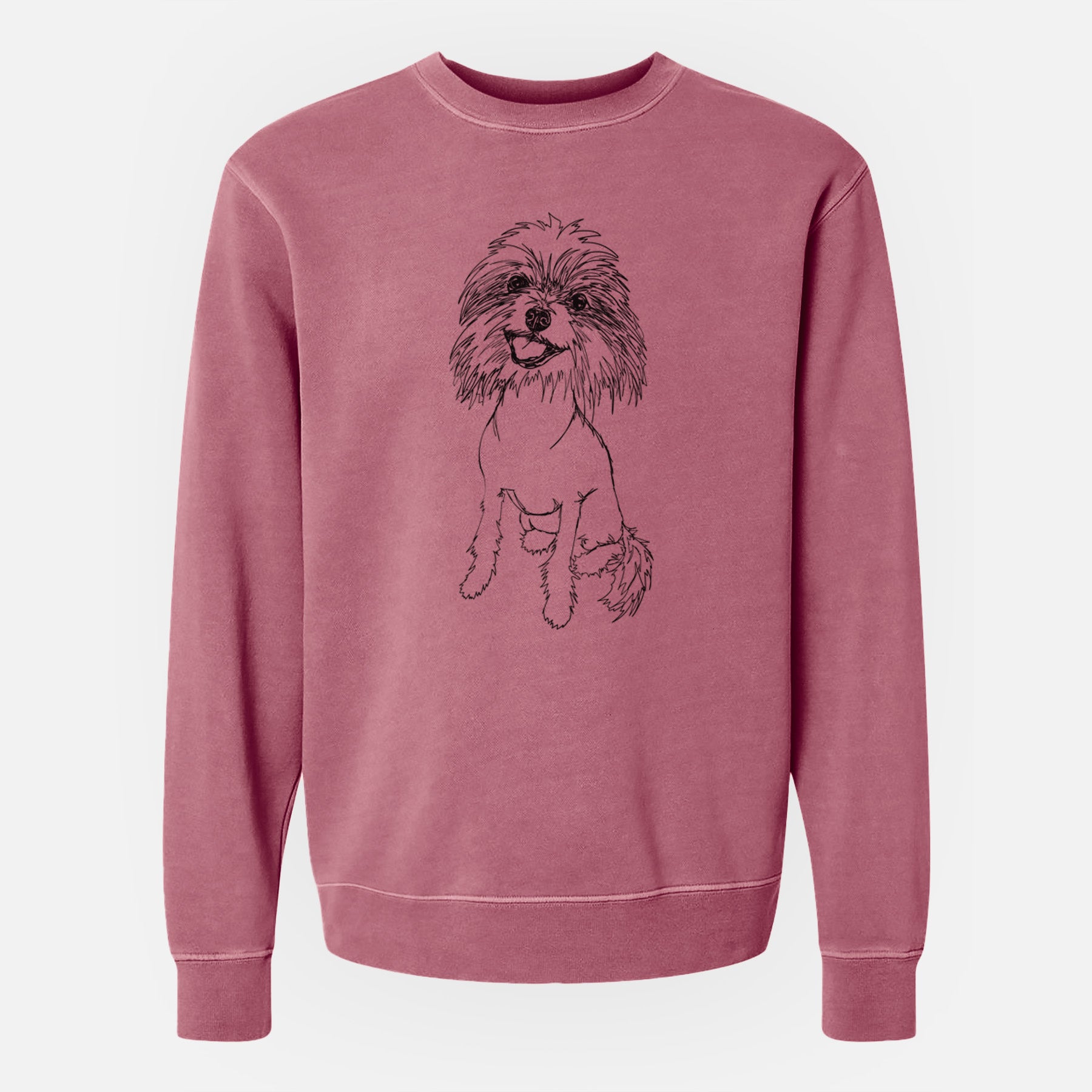 Doodled Ava the Chinese Crested - Unisex Pigment Dyed Crew Sweatshirt