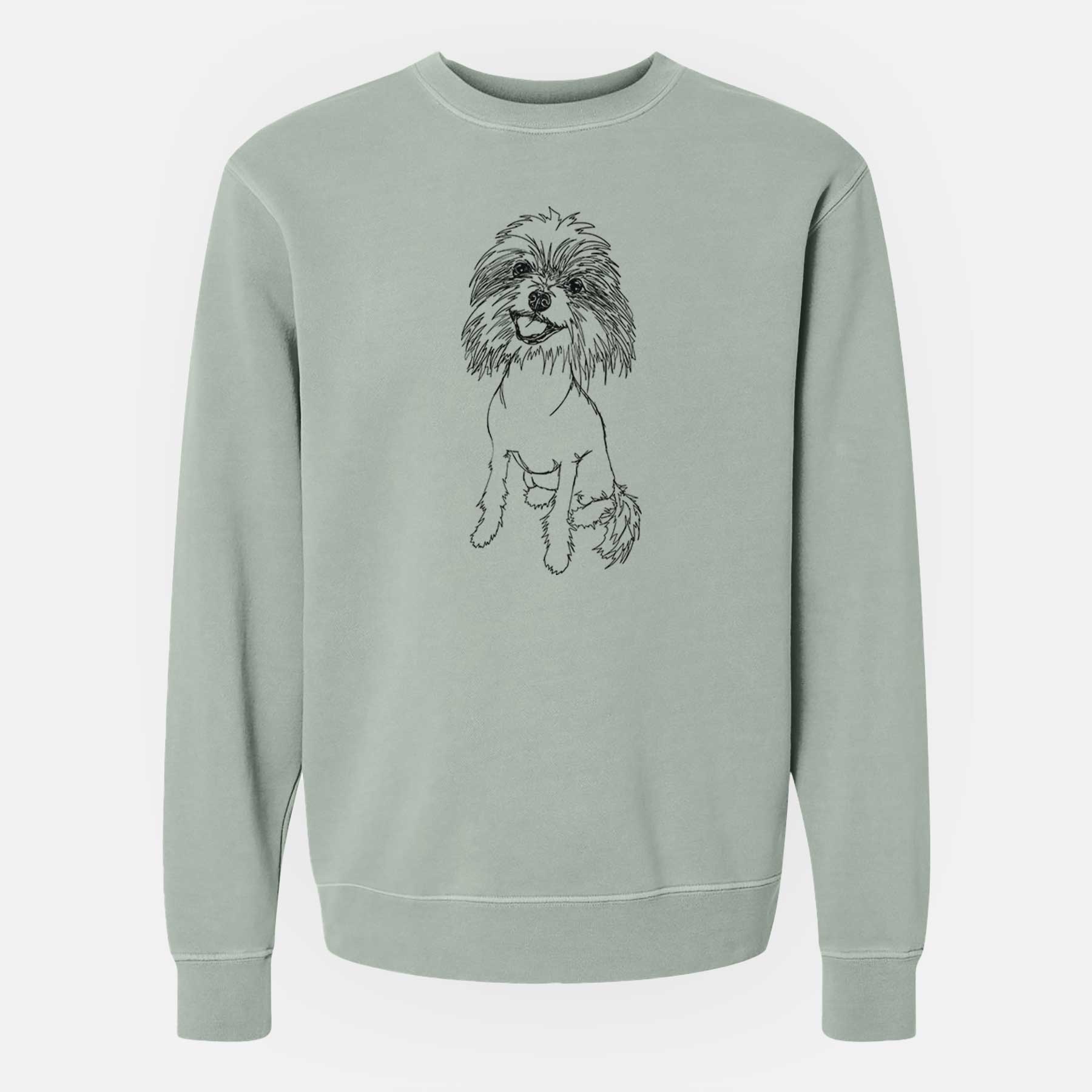 Doodled Ava the Chinese Crested - Unisex Pigment Dyed Crew Sweatshirt