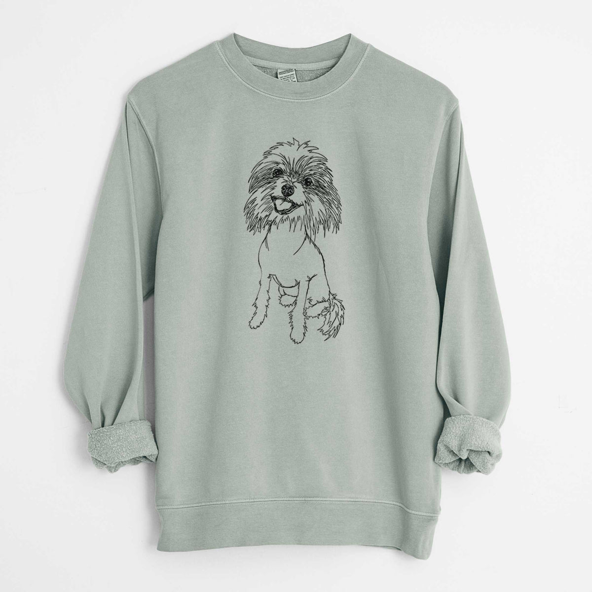 Doodled Ava the Chinese Crested - Unisex Pigment Dyed Crew Sweatshirt