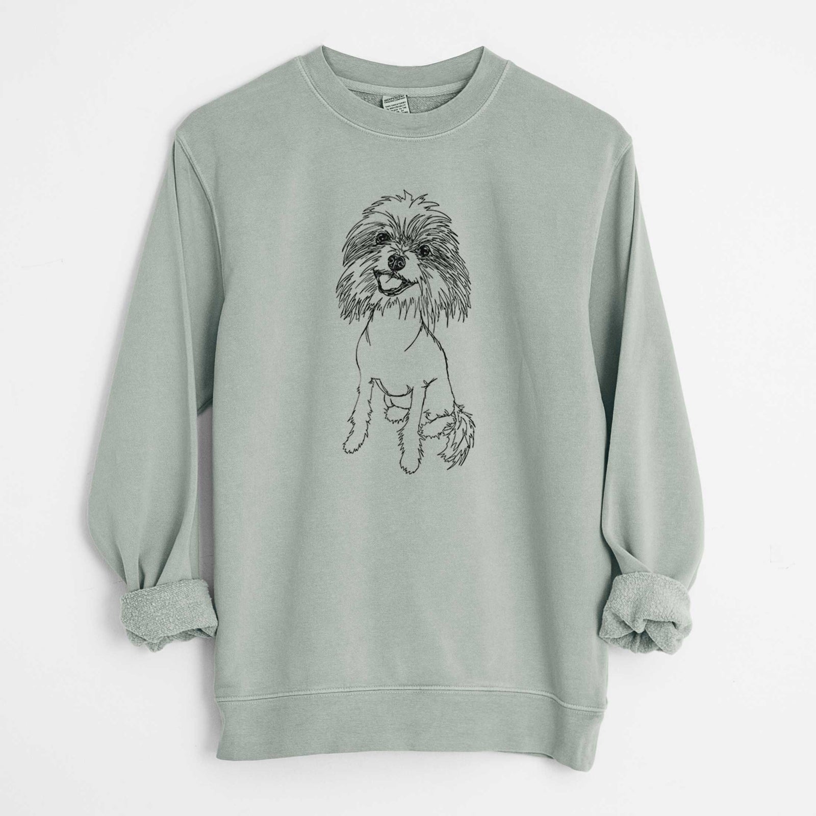 Doodled Ava the Chinese Crested - Unisex Pigment Dyed Crew Sweatshirt
