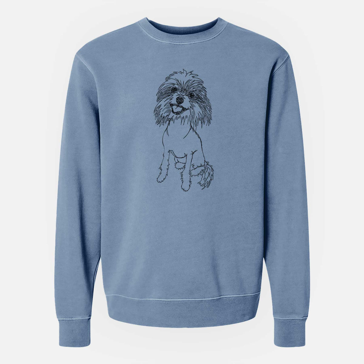 Doodled Ava the Chinese Crested - Unisex Pigment Dyed Crew Sweatshirt