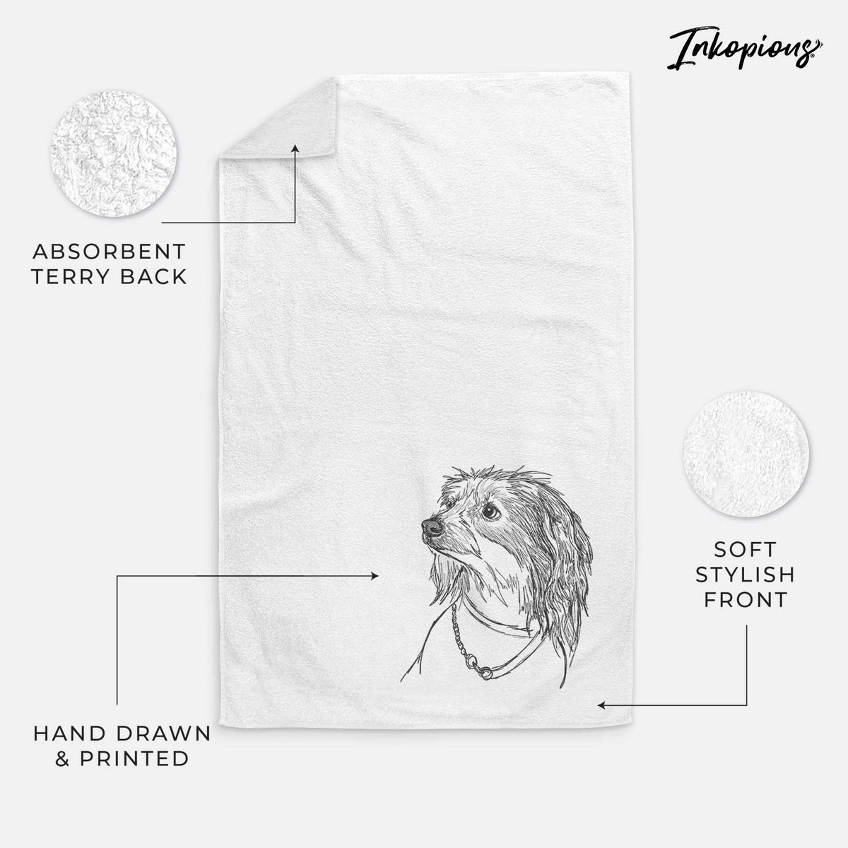 Doodled Ava Olivia the Chinese Crested Decorative Hand Towel