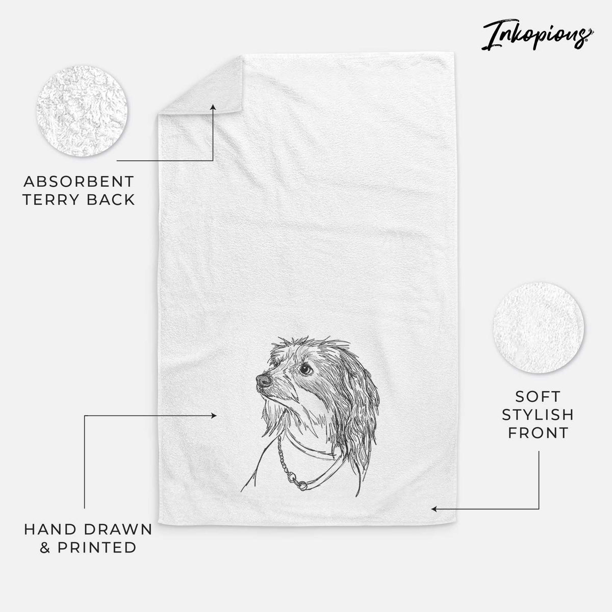 Doodled Ava Olivia the Chinese Crested Decorative Hand Towel