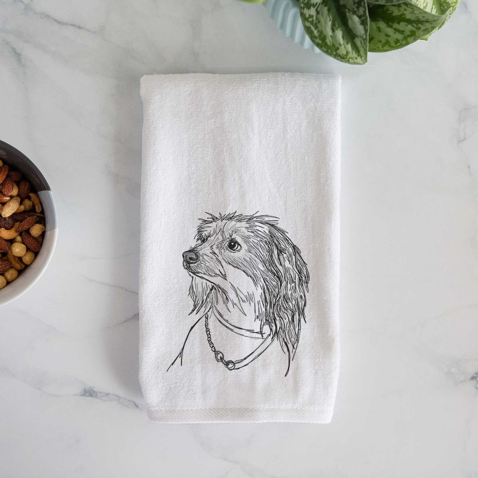 Doodled Ava Olivia the Chinese Crested Decorative Hand Towel