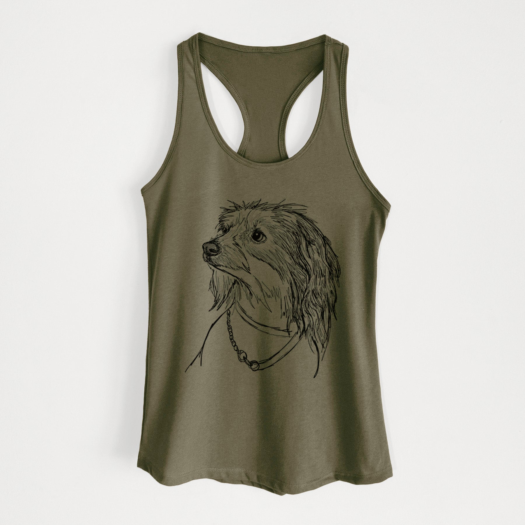 Doodled Ava Olivia the Chinese Crested - Women's Racerback Tanktop