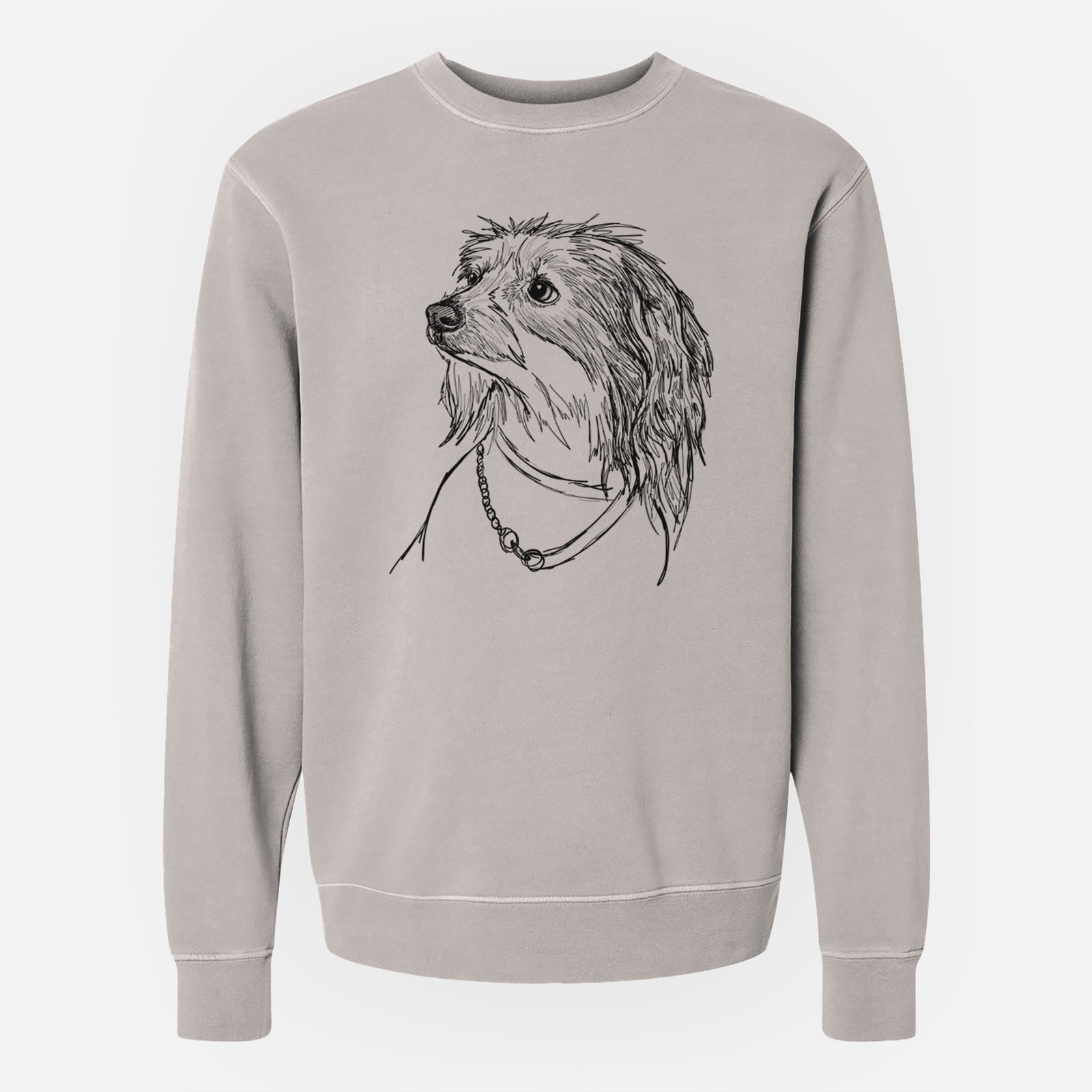 Doodled Ava Olivia the Chinese Crested - Unisex Pigment Dyed Crew Sweatshirt