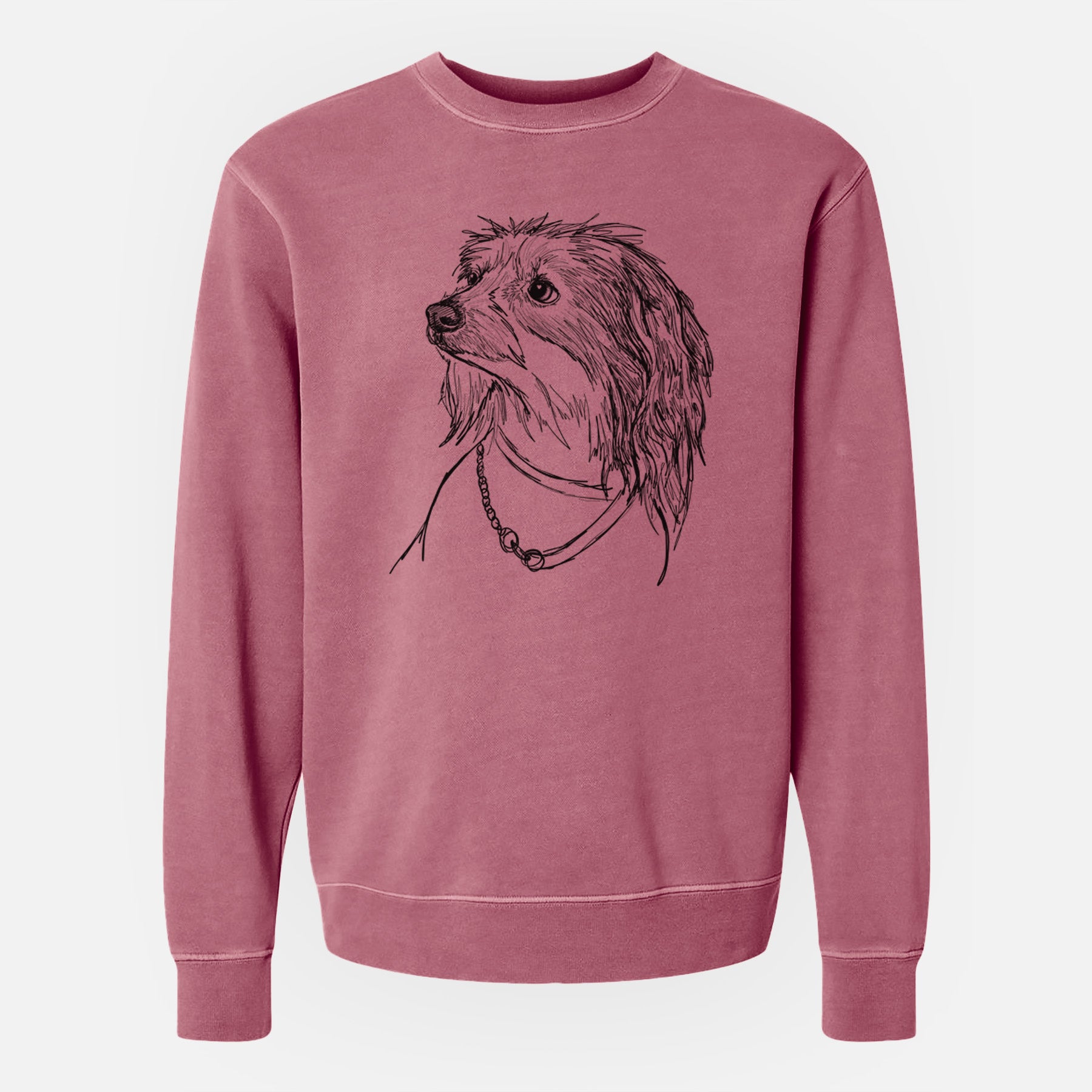 Doodled Ava Olivia the Chinese Crested - Unisex Pigment Dyed Crew Sweatshirt