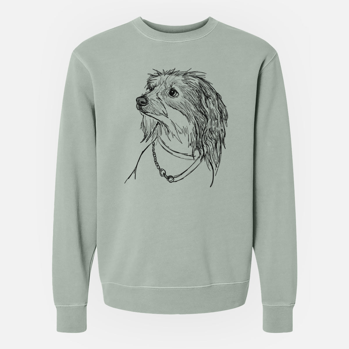 Doodled Ava Olivia the Chinese Crested - Unisex Pigment Dyed Crew Sweatshirt