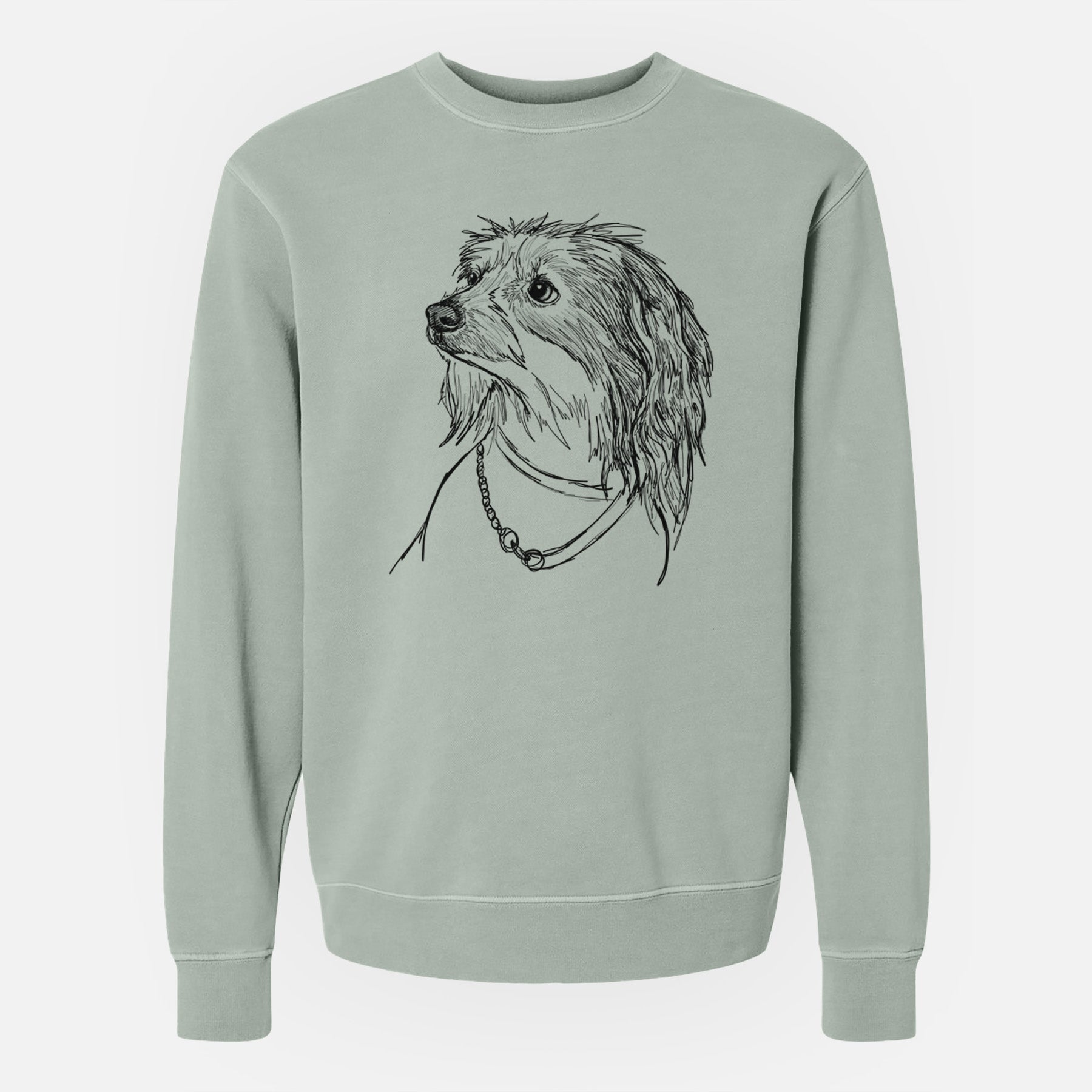 Doodled Ava Olivia the Chinese Crested - Unisex Pigment Dyed Crew Sweatshirt