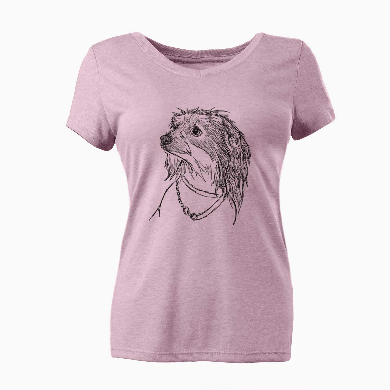 Doodled Ava Olivia the Chinese Crested - Women's V-neck Shirt